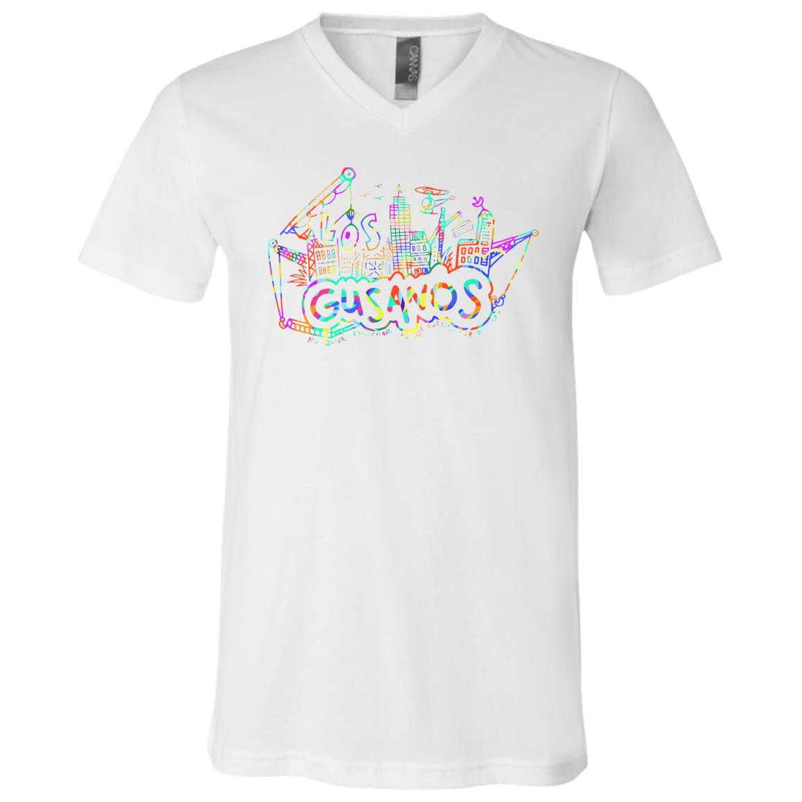 Unisex Jersey SS V-Neck T-Shirt, DownTown - LOS GUSANOS