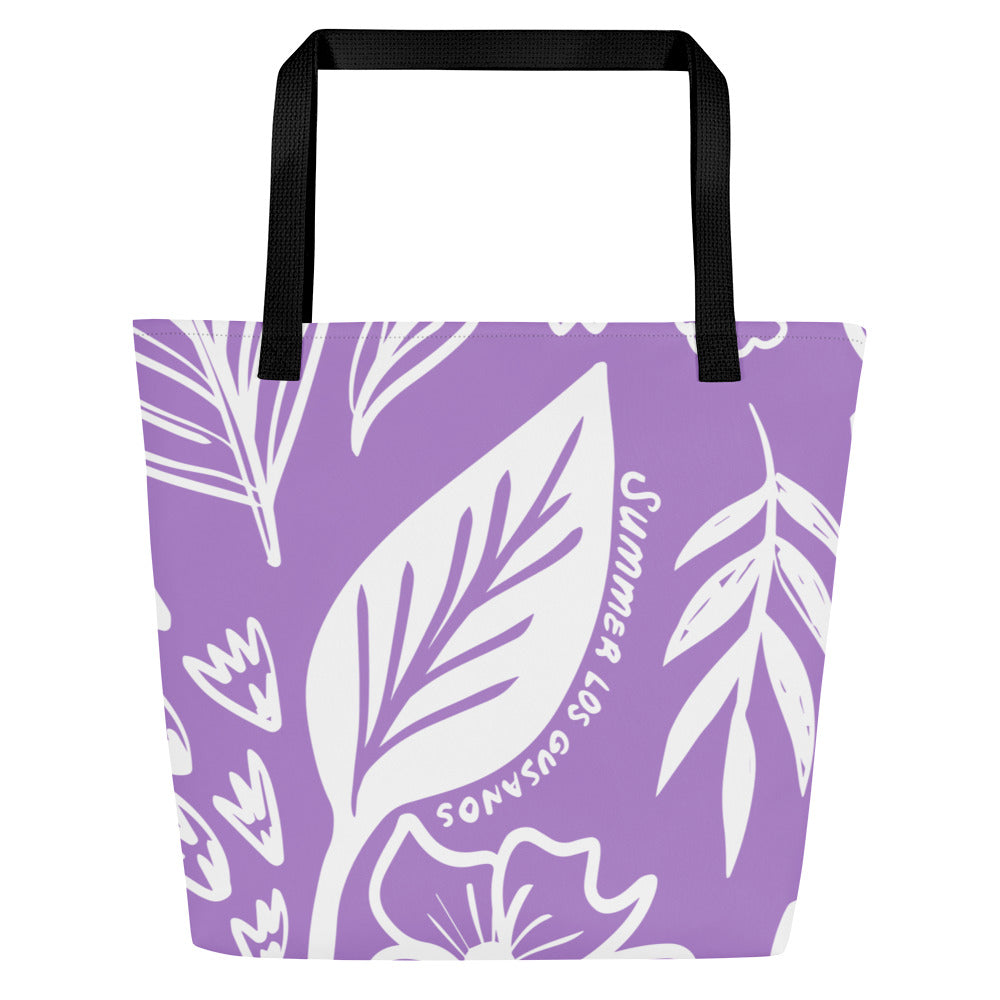 All-Over Print Large Tote Bag Summer Leaves - LOS GUSANOS