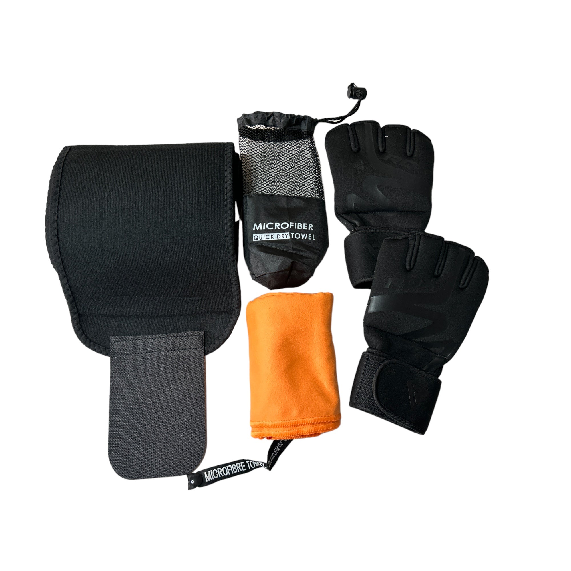 RDX T15 Boxing Inner Gloves Hand Wraps, Hybrid Gym Punching Bag & Weight Lifting Workout Unisex Set (Pack of 3) for Muay Thai Martial Arts, Kickboxing. Included RDX Boxing Inner Gloves Hand Wraps, Microfiber Towel, and Waist Trainer Belt.