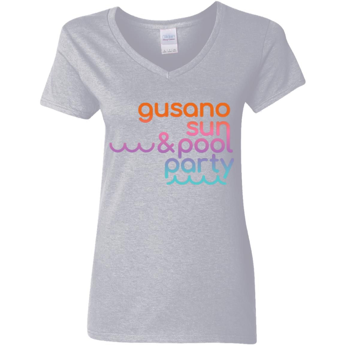 Ladies' 5.3 oz. V-Neck Women's T-Shirt, Gusano, Sun & Pool