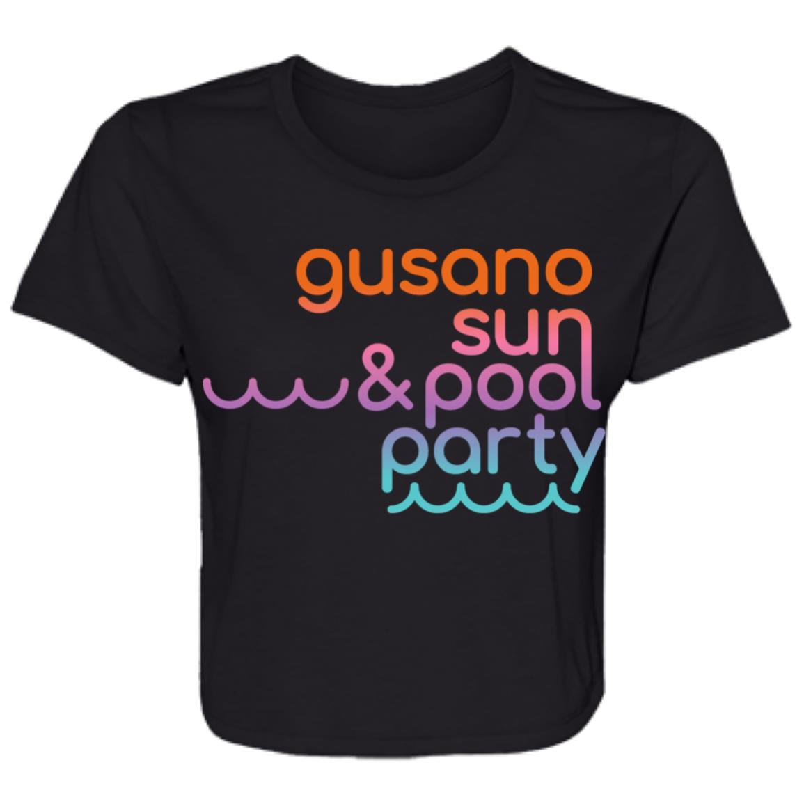 Ladies T-shirt Flowy Cropped, Pool Party - LOS GUSANOS