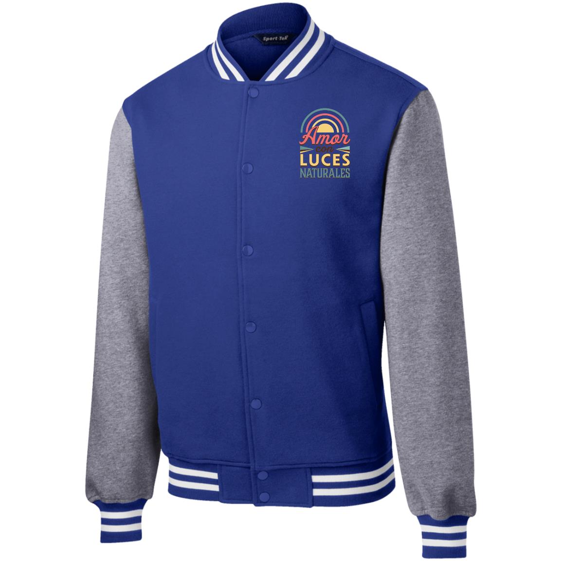 Fleece Letterman Jacket for Man, Amor con Luces