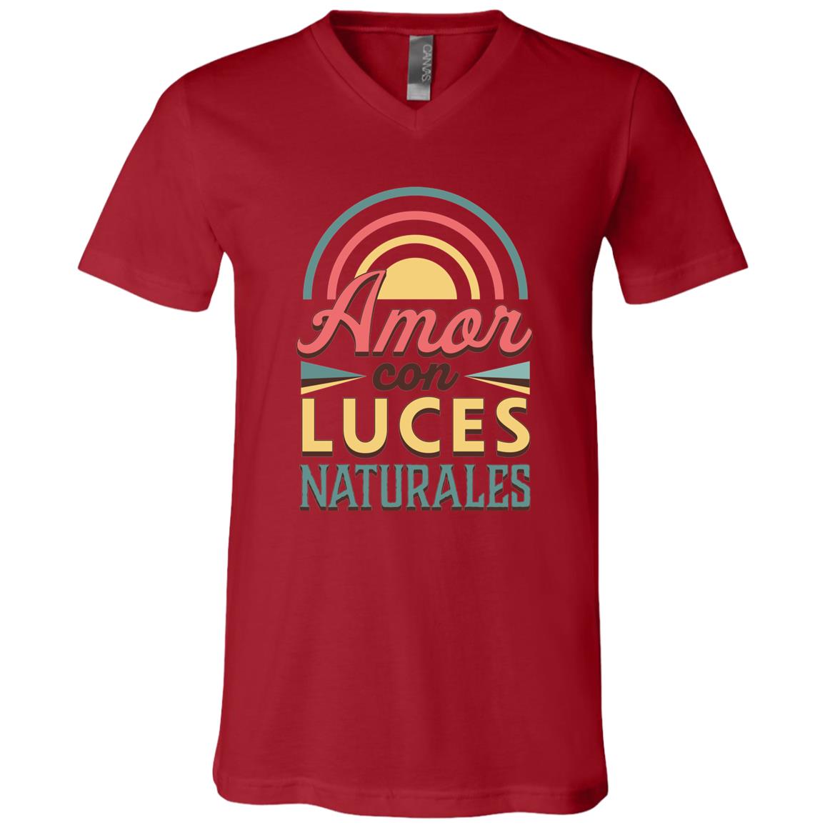 Unisex Jersey SS V-Neck T-Shirt, Amor con Luces