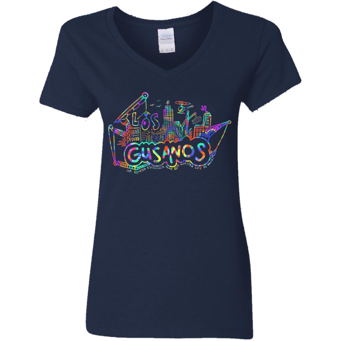 Ladies' 5.3 oz. V-Neck Women's T-Shirt, DownTown Los Gusanos