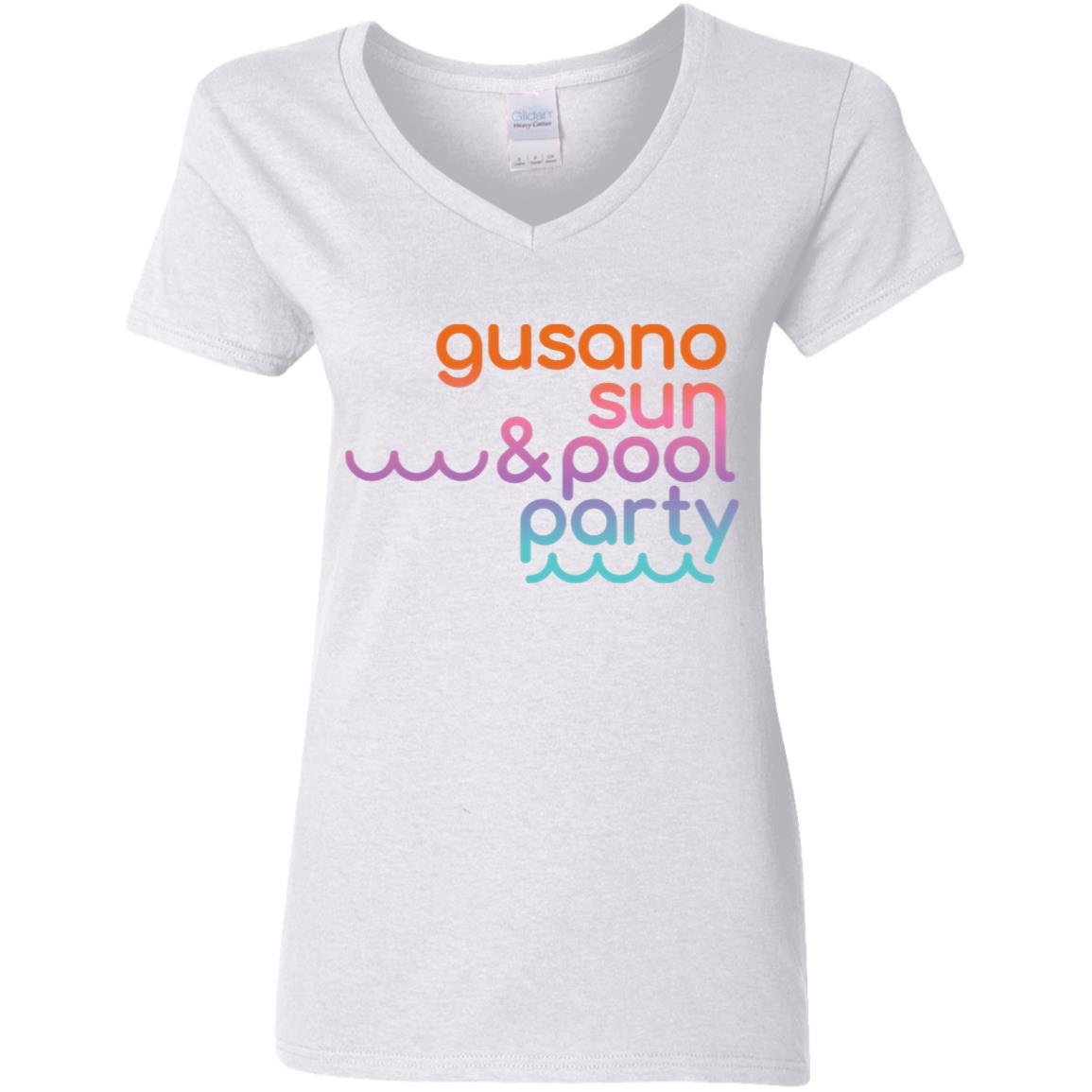 Ladies' 5.3 oz. V-Neck Women's T-Shirt, Gusano, Sun & Pool