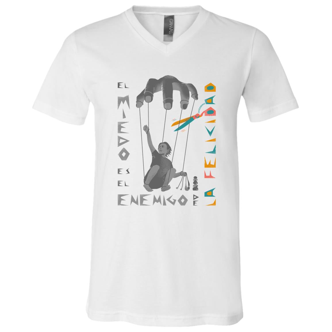 Unisex Jersey SS V-Neck T-Shirt, El Miedo - LOS GUSANOS