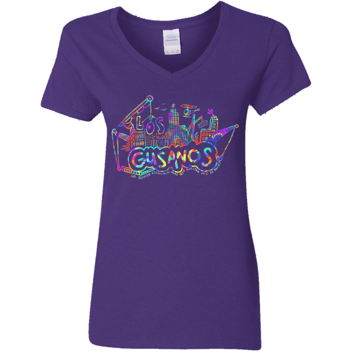 Ladies' 5.3 oz. V-Neck Women's T-Shirt, DownTown Los Gusanos