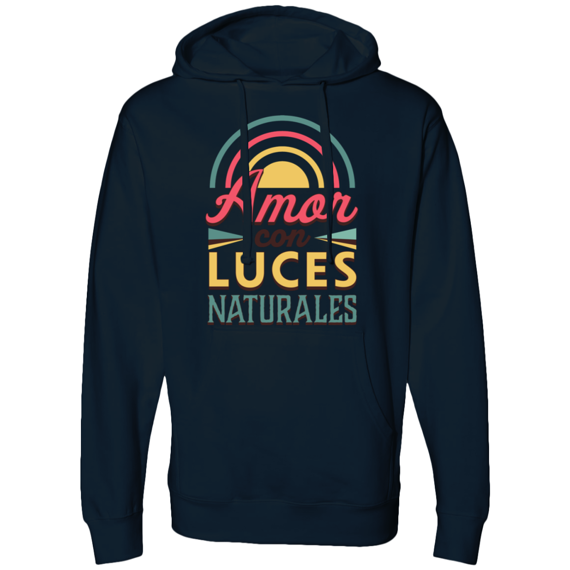 Midweight Men's Hooded Sweatshirt, Amor con Luces Naturales