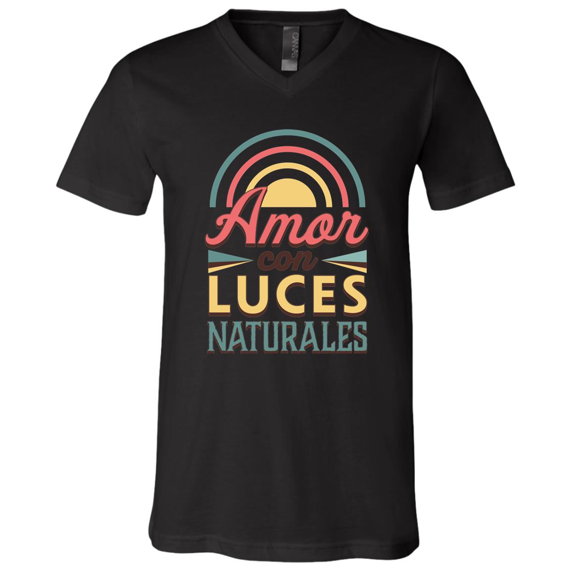 Unisex Jersey SS V-Neck T-Shirt, Amor con Luces