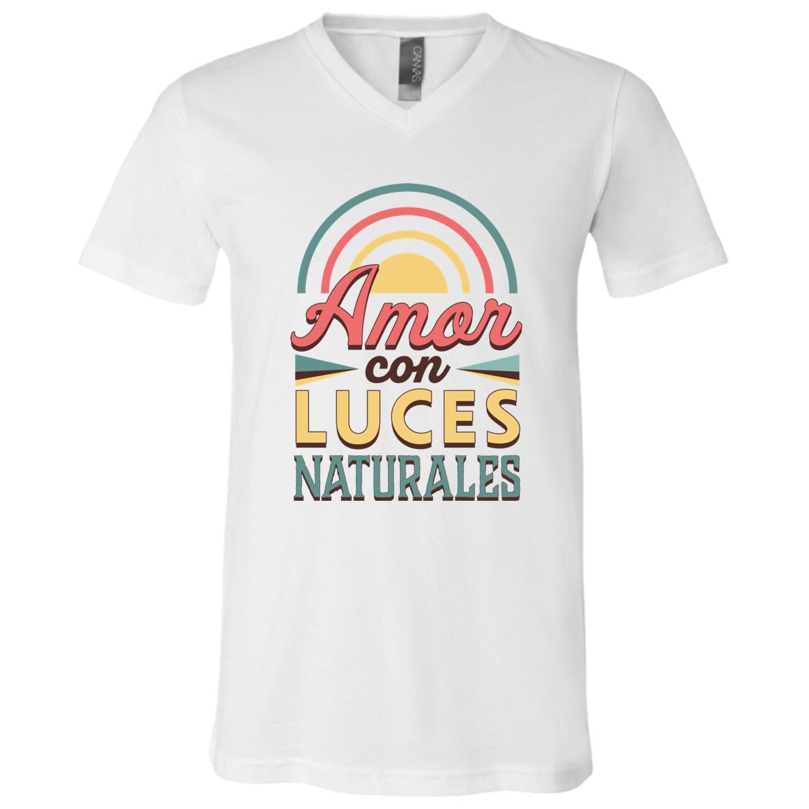 Unisex Jersey SS V-Neck T-Shirt, Amor con Luces - LOS GUSANOS