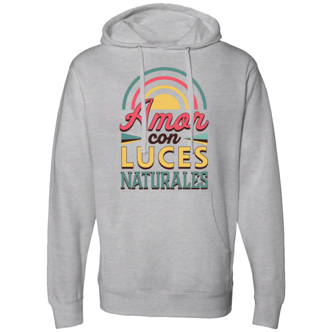 Midweight Men's Hooded Sweatshirt, Amor con Luces Naturales