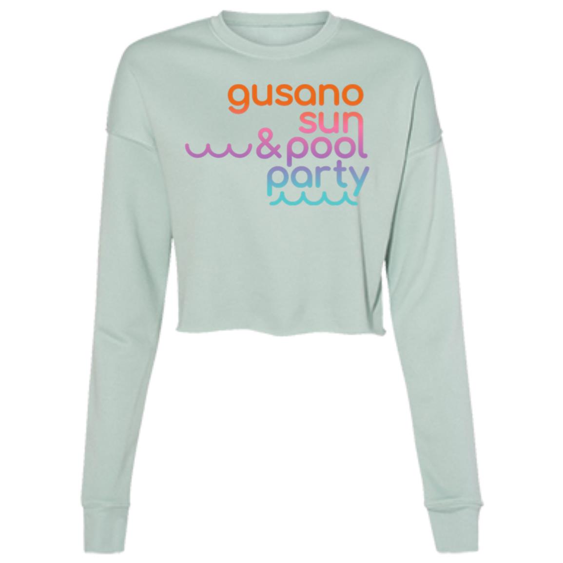 Ladies' Cropped Fleece Crew, Pool Party