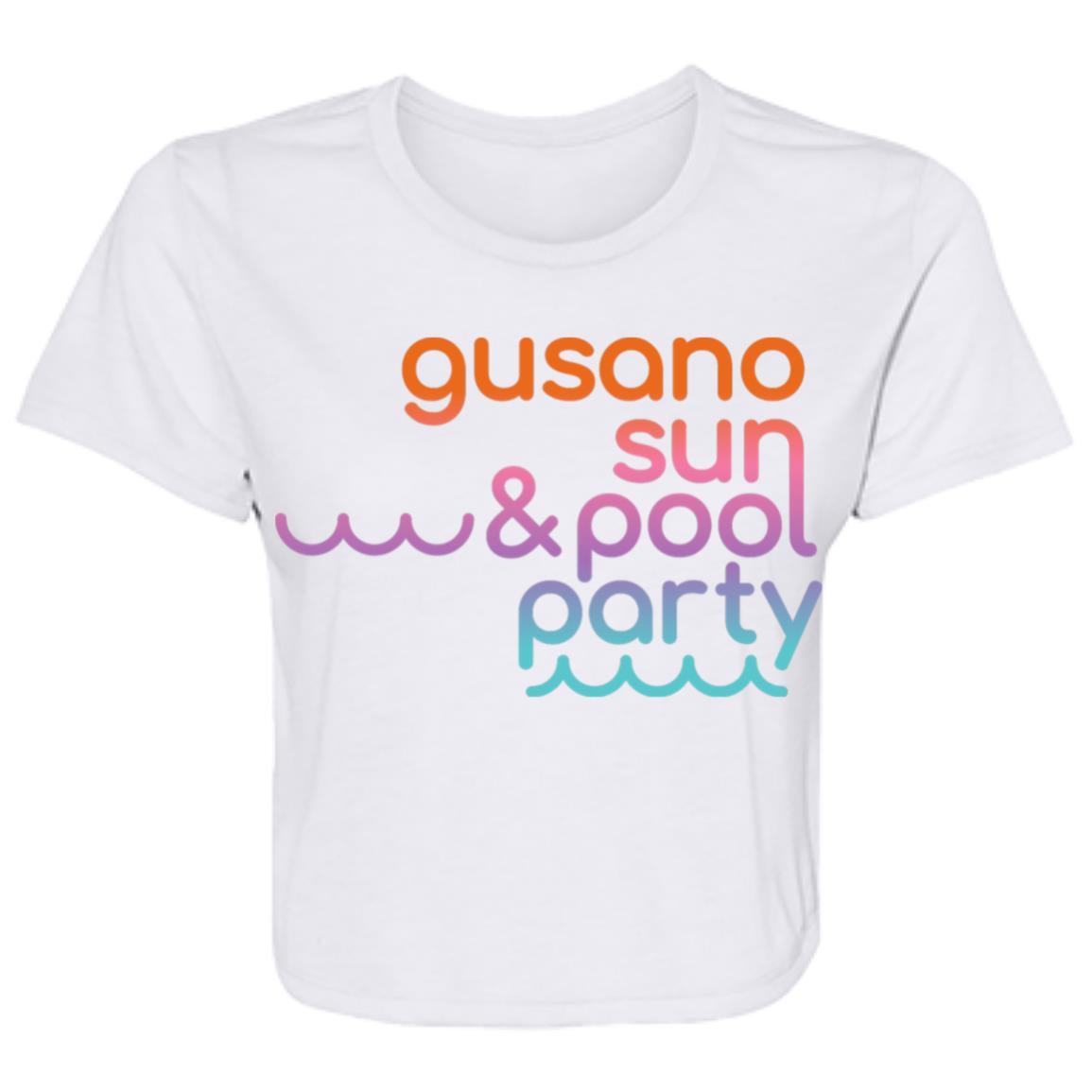 Ladies T-shirt Flowy Cropped, Pool Party