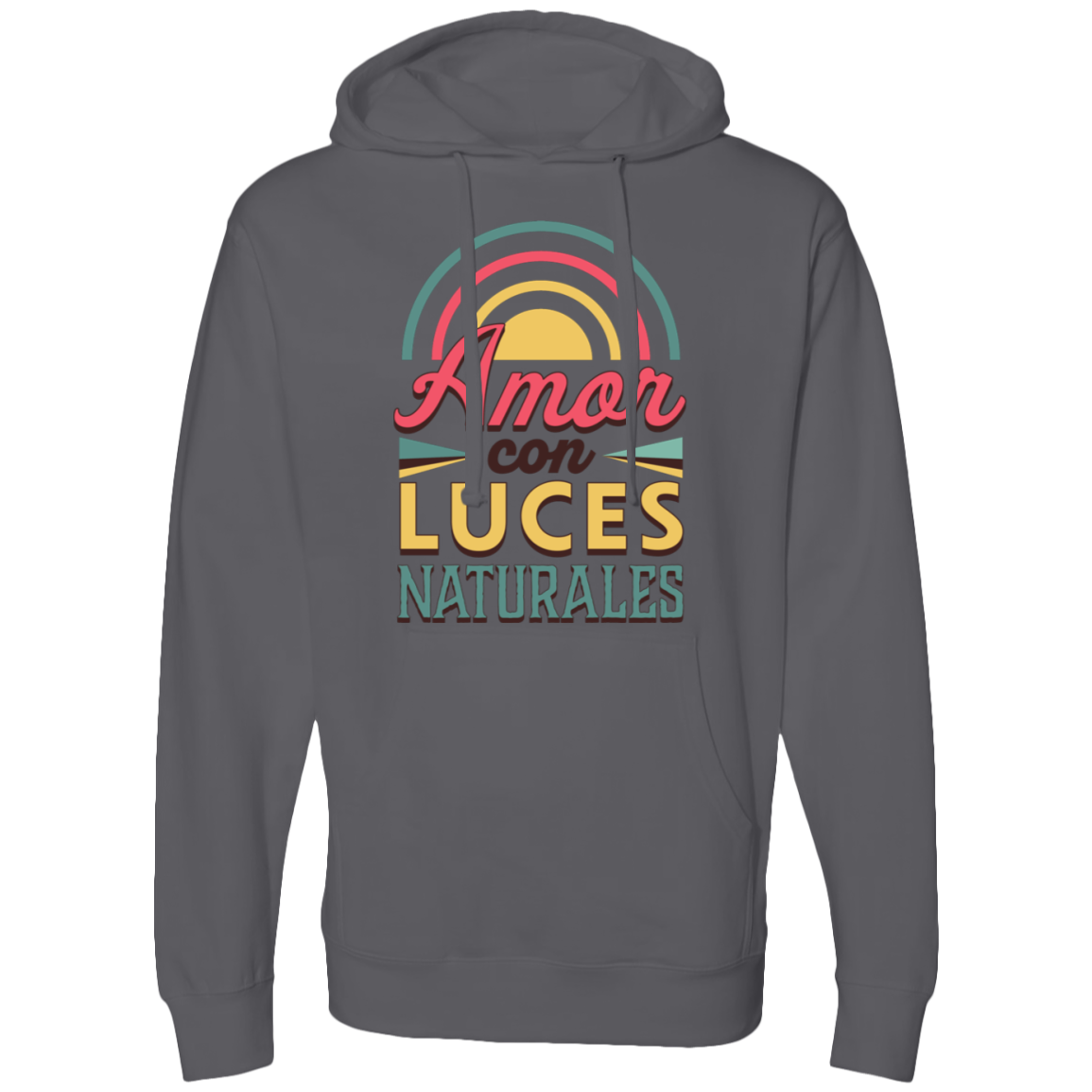 Midweight Men's Hooded Sweatshirt, Amor con Luces Naturales