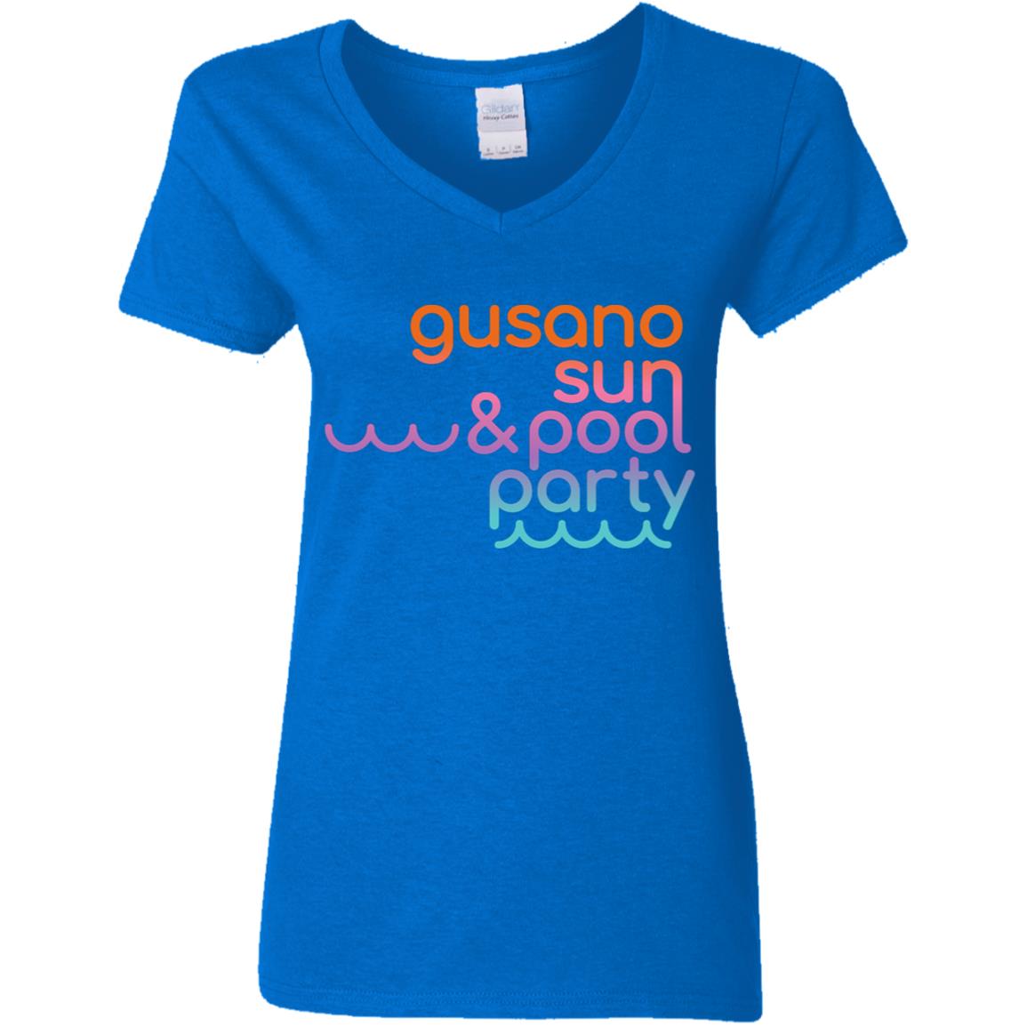 Ladies' 5.3 oz. V-Neck Women's T-Shirt, Gusano, Sun & Pool