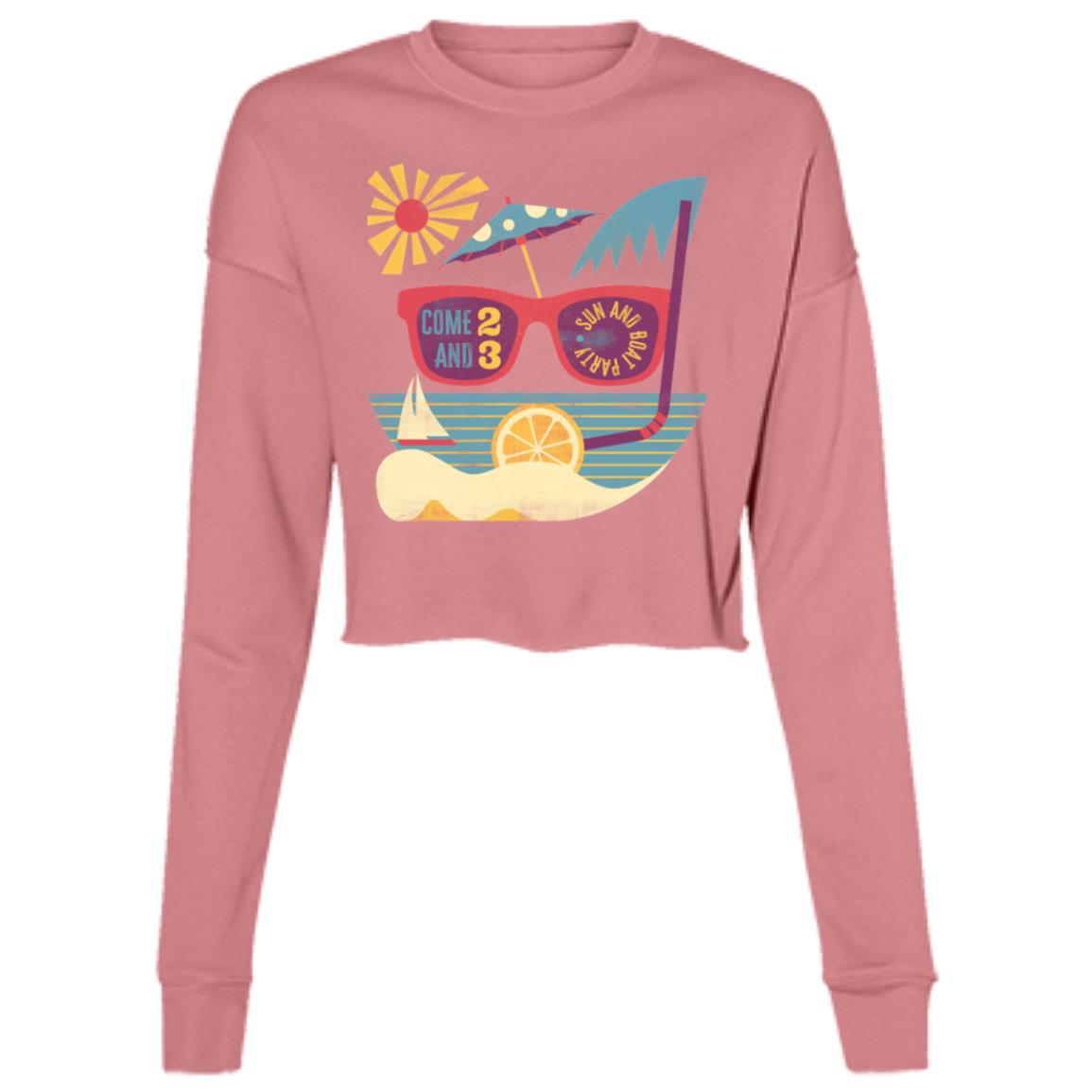 Ladies' Cropped Fleece Crew, Boat Party