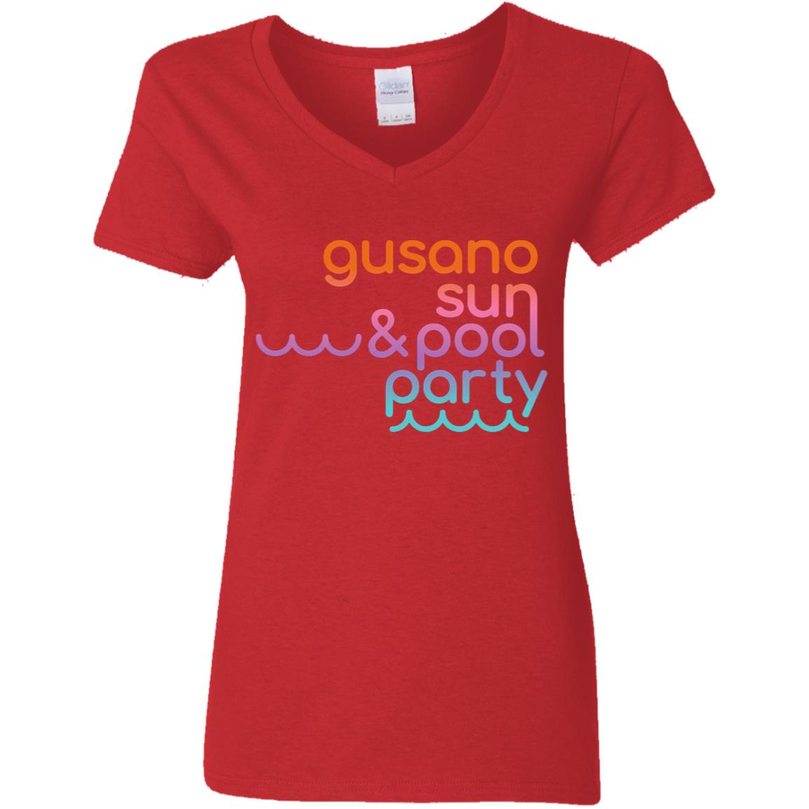 Ladies' 5.3 oz. V-Neck Women's T-Shirt, Gusano, Sun & Pool