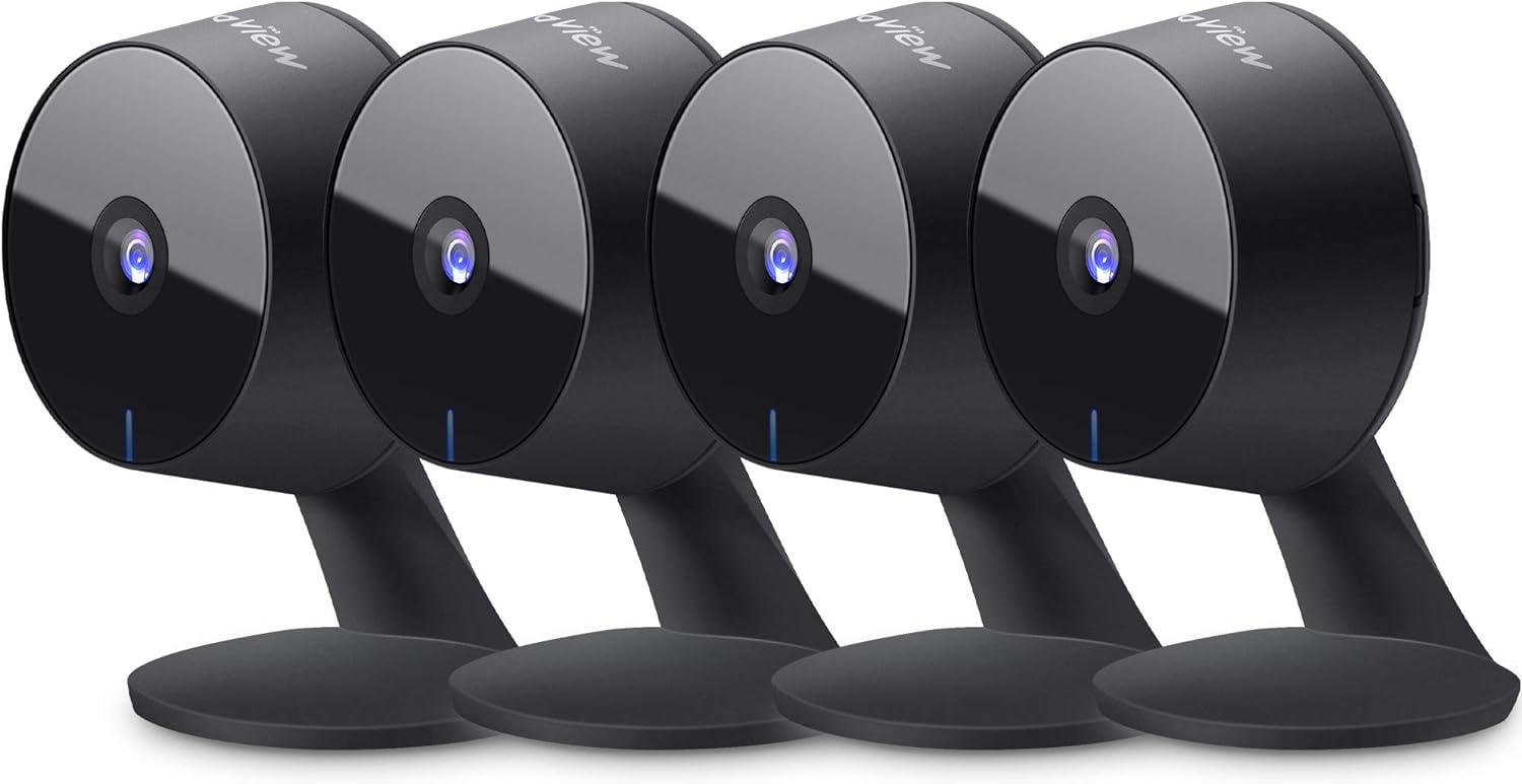 LaView Security Cameras 4pcs, Home Security Camera Indoor 1080P, Wi-Fi Cameras Wired for Pet, Motion Detection, Two-Way Audio, Night Vision, Phone App, Works with Alexa, iOS & Android & Web Access