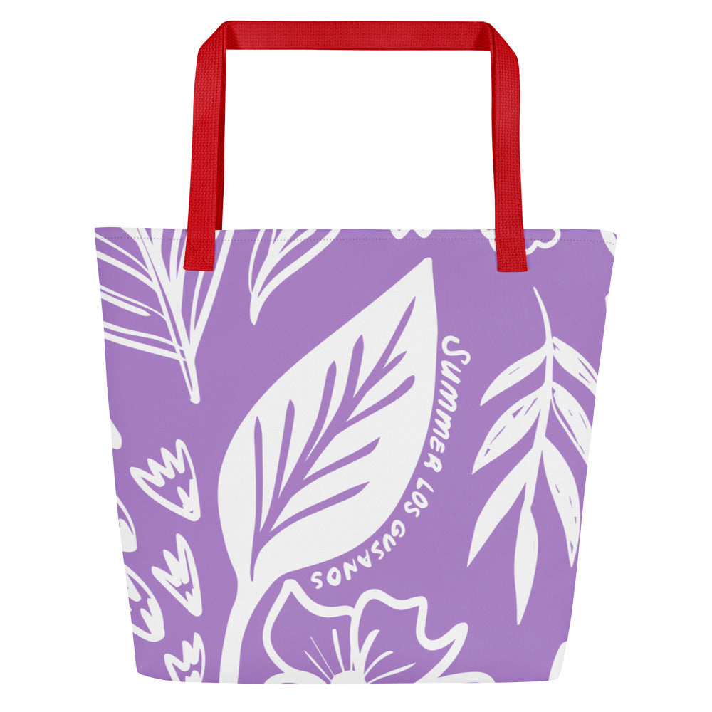 All-Over Print Large Tote Bag Summer Leaves