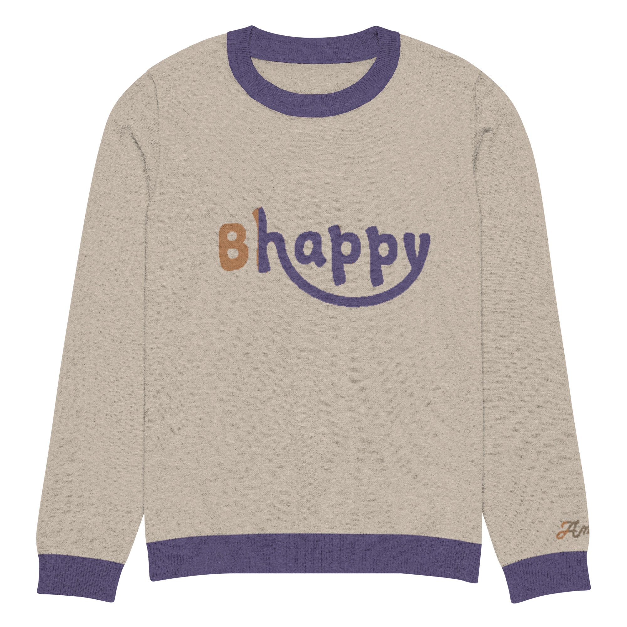 Unisex Knitted Crew Neck Sweater - Bhappy Design by Los Gusanos | Essential Customizable Sweater for Men & Women