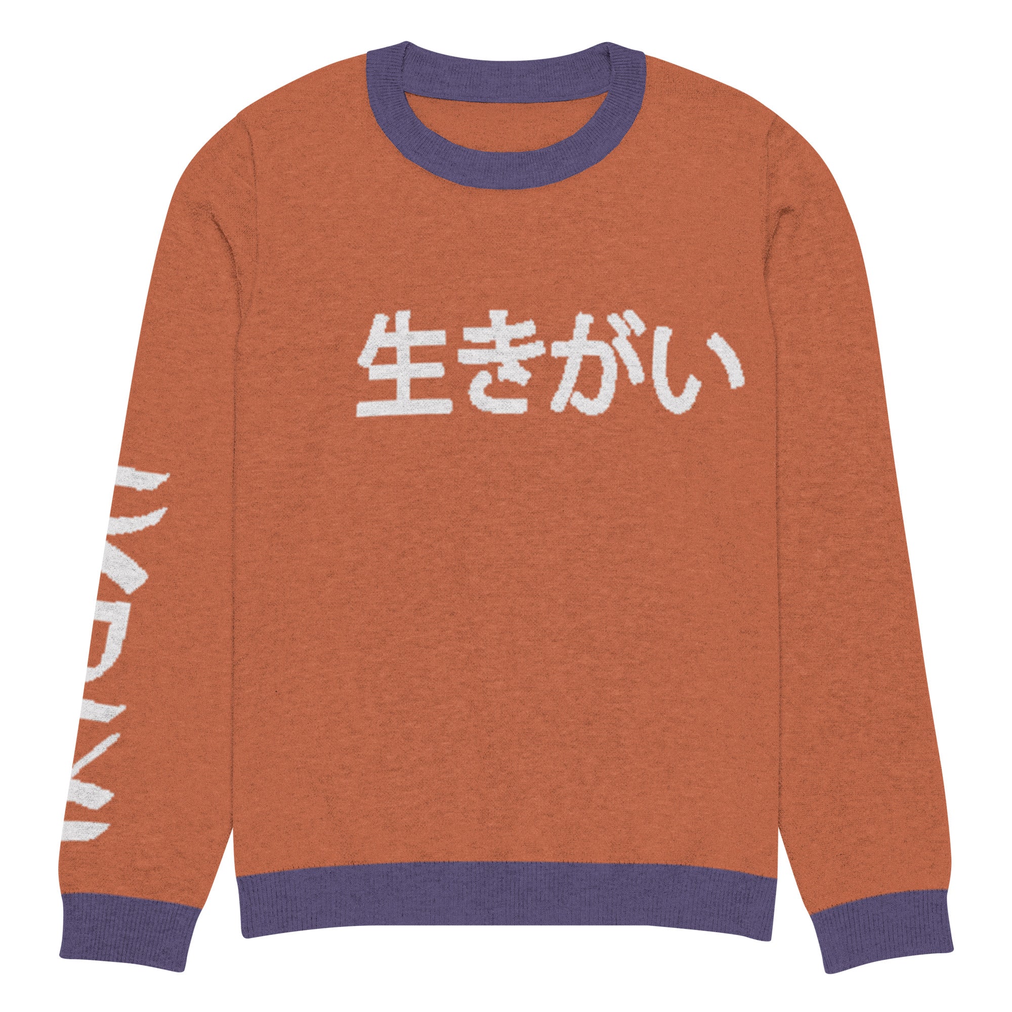 Unisex Knitted Crew Neck Sweater - Ikigai Design in Japanese 生きがい by Los Gusanos | Essential Customizable Sweater for Men & Women