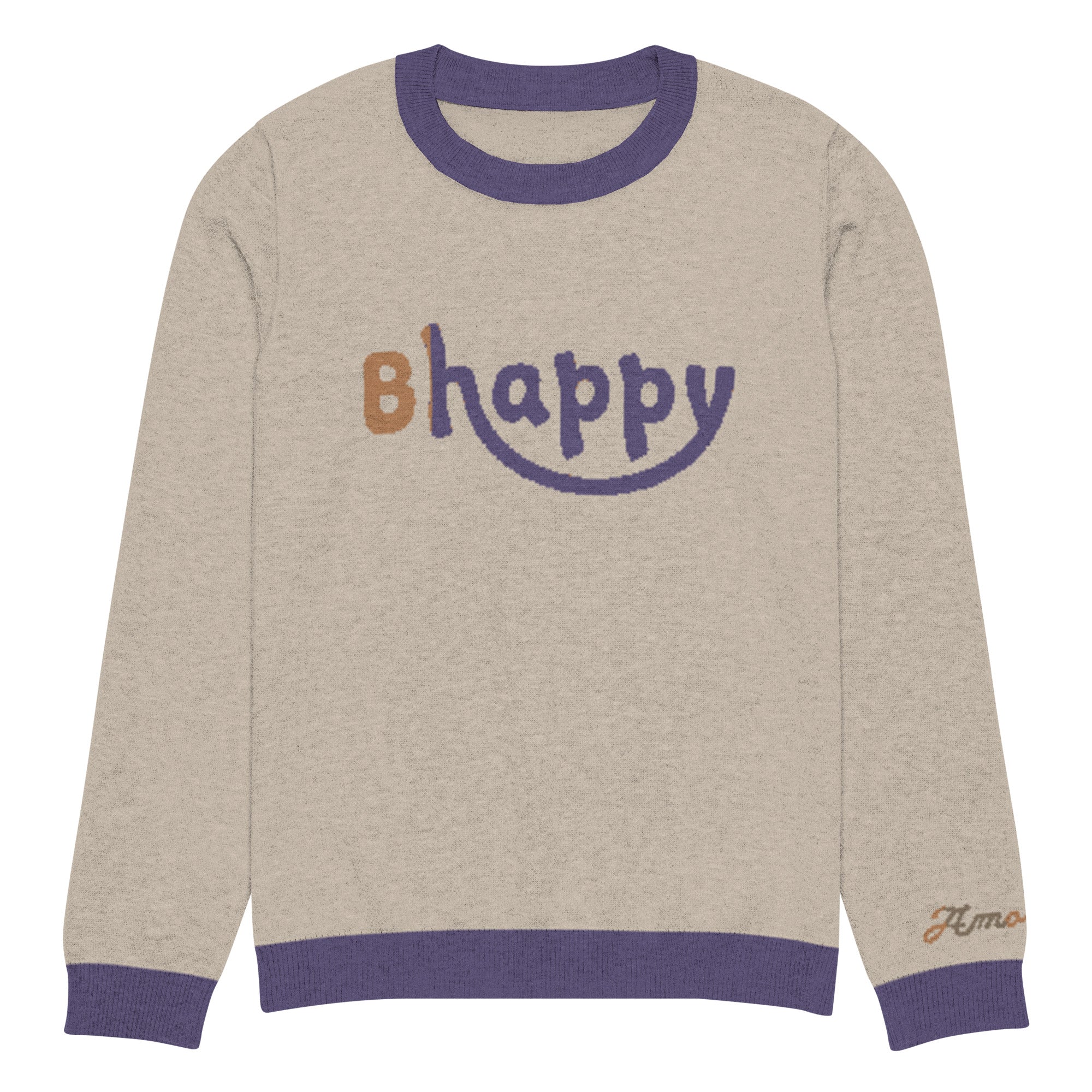 Unisex Knitted Crew Neck Sweater - Bhappy Design by Los Gusanos | Essential Customizable Sweater for Men & Women