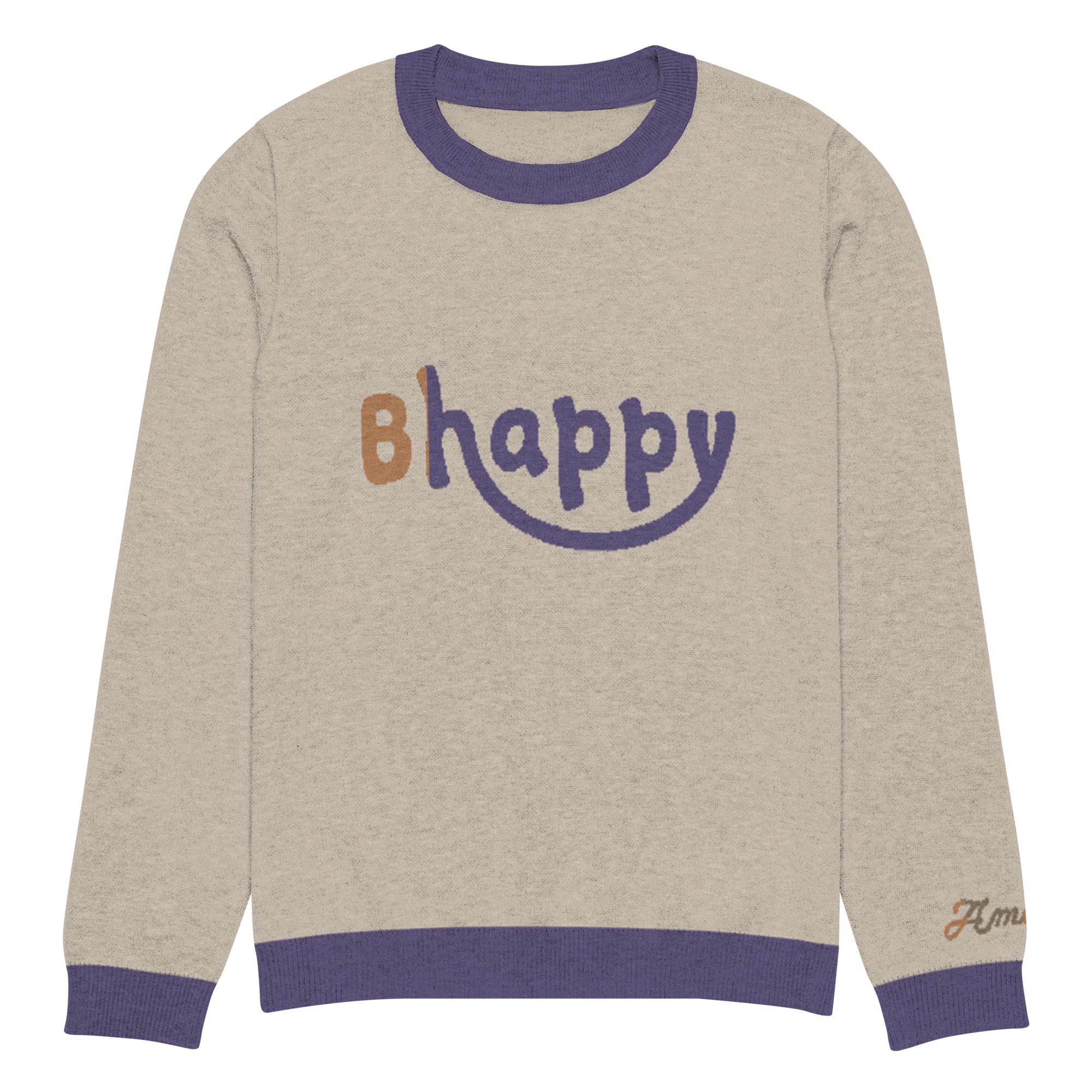 Unisex Knitted Crew Neck Sweater - Bhappy Design by Los Gusanos | Essential Customizable Sweater for Men & Women