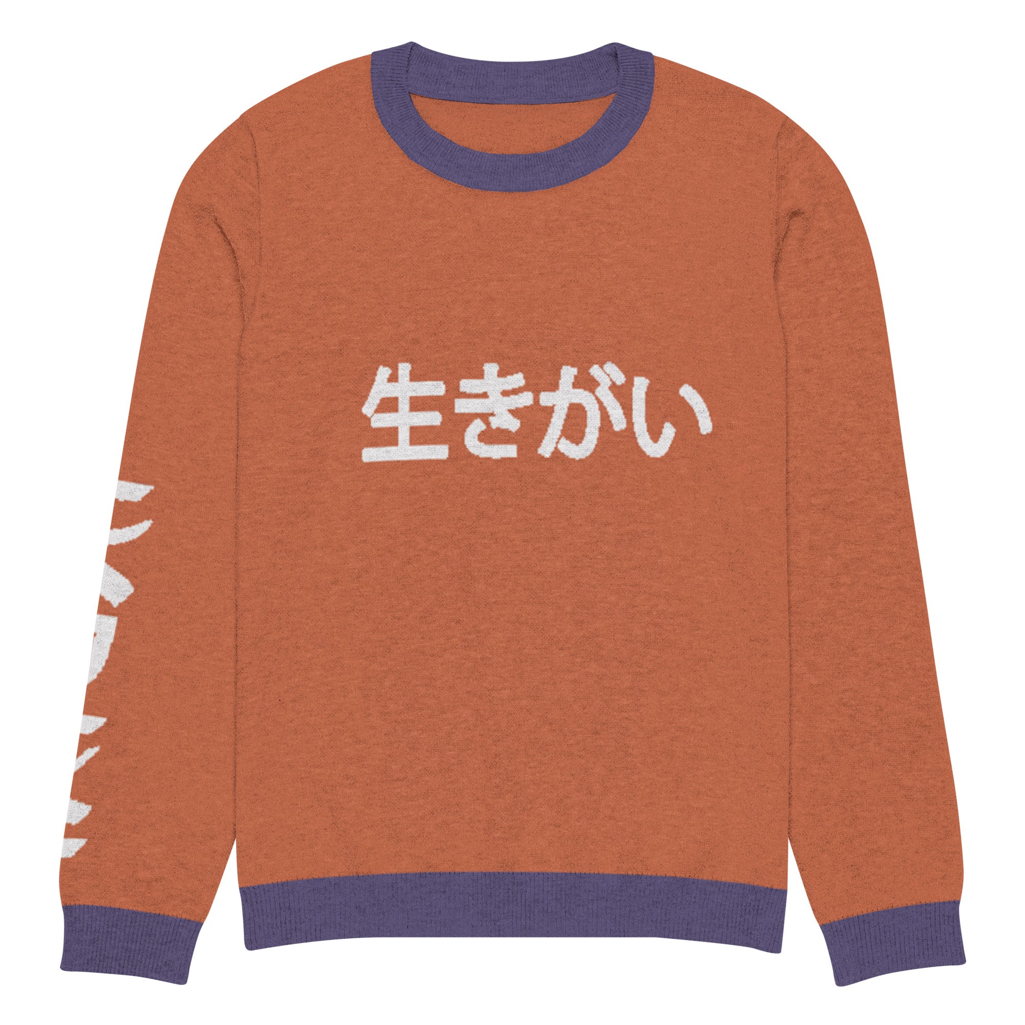 Unisex Knitted Crew Neck Sweater - Ikigai Design in Japanese 生きがい by Los Gusanos | Essential Customizable Sweater for Men & Women