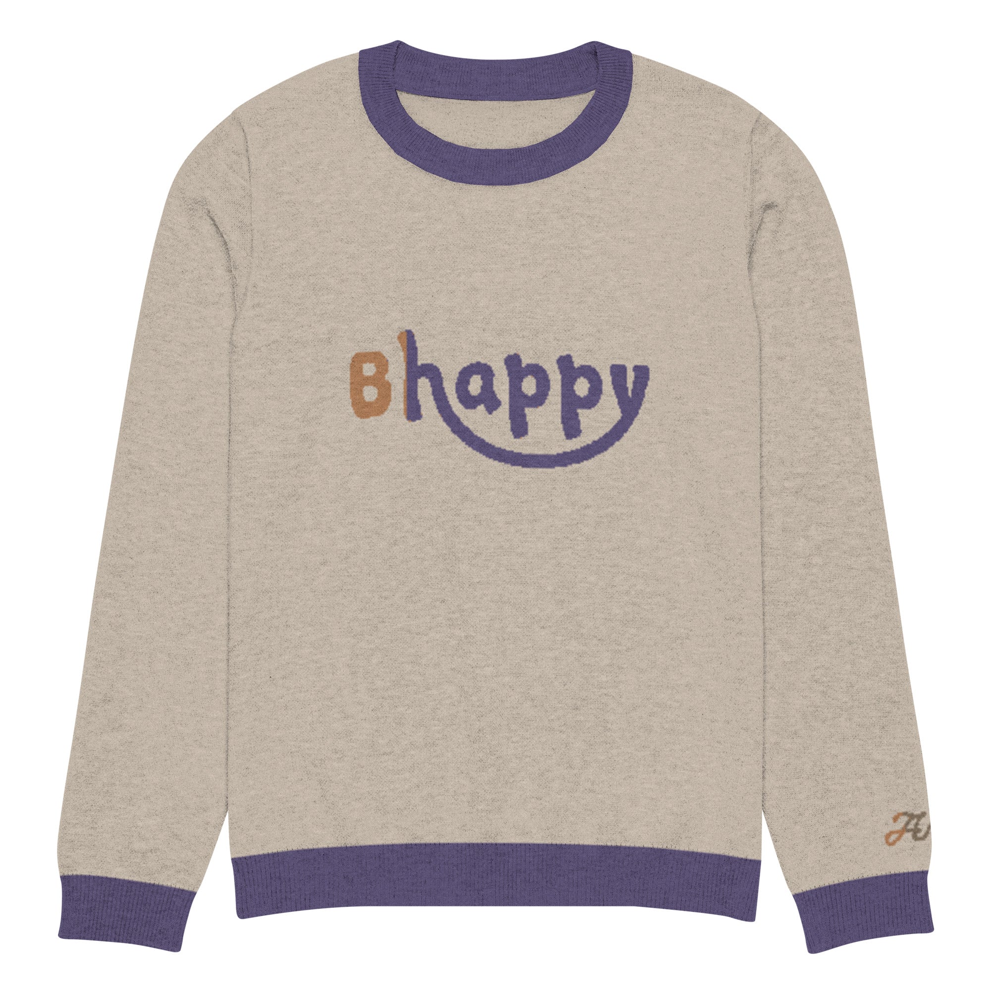 Unisex Knitted Crew Neck Sweater - Bhappy Design by Los Gusanos | Essential Customizable Sweater for Men & Women