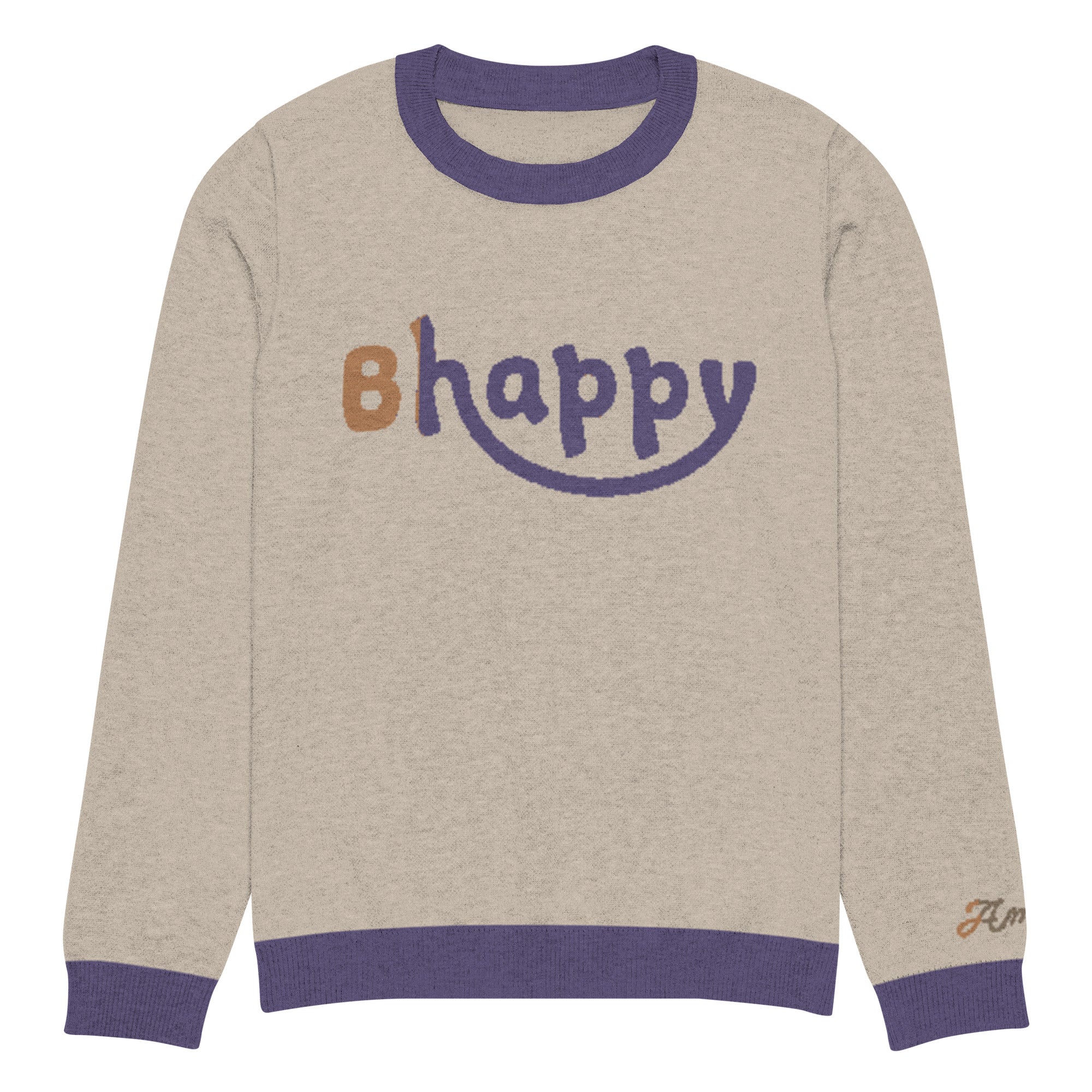 Unisex Knitted Crew Neck Sweater - Bhappy Design by Los Gusanos | Essential Customizable Sweater for Men & Women