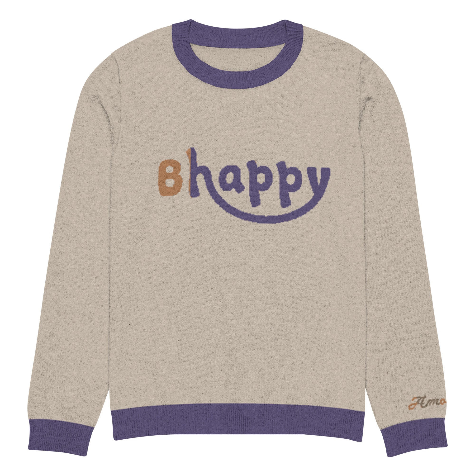 Unisex Knitted Crew Neck Sweater - Bhappy Design by Los Gusanos | Essential Customizable Sweater for Men & Women