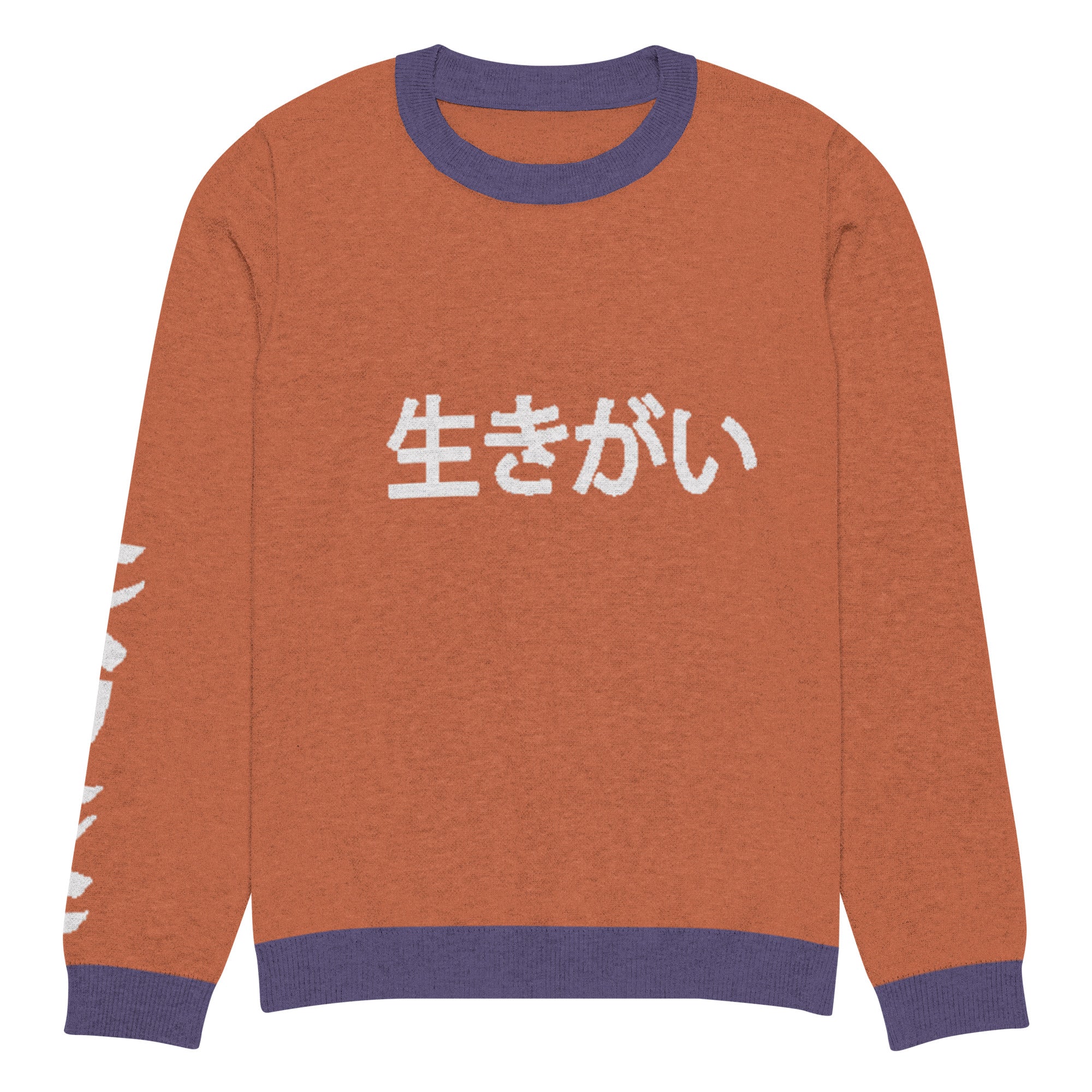 Unisex Knitted Crew Neck Sweater - Ikigai Design in Japanese 生きがい by Los Gusanos | Essential Customizable Sweater for Men & Women