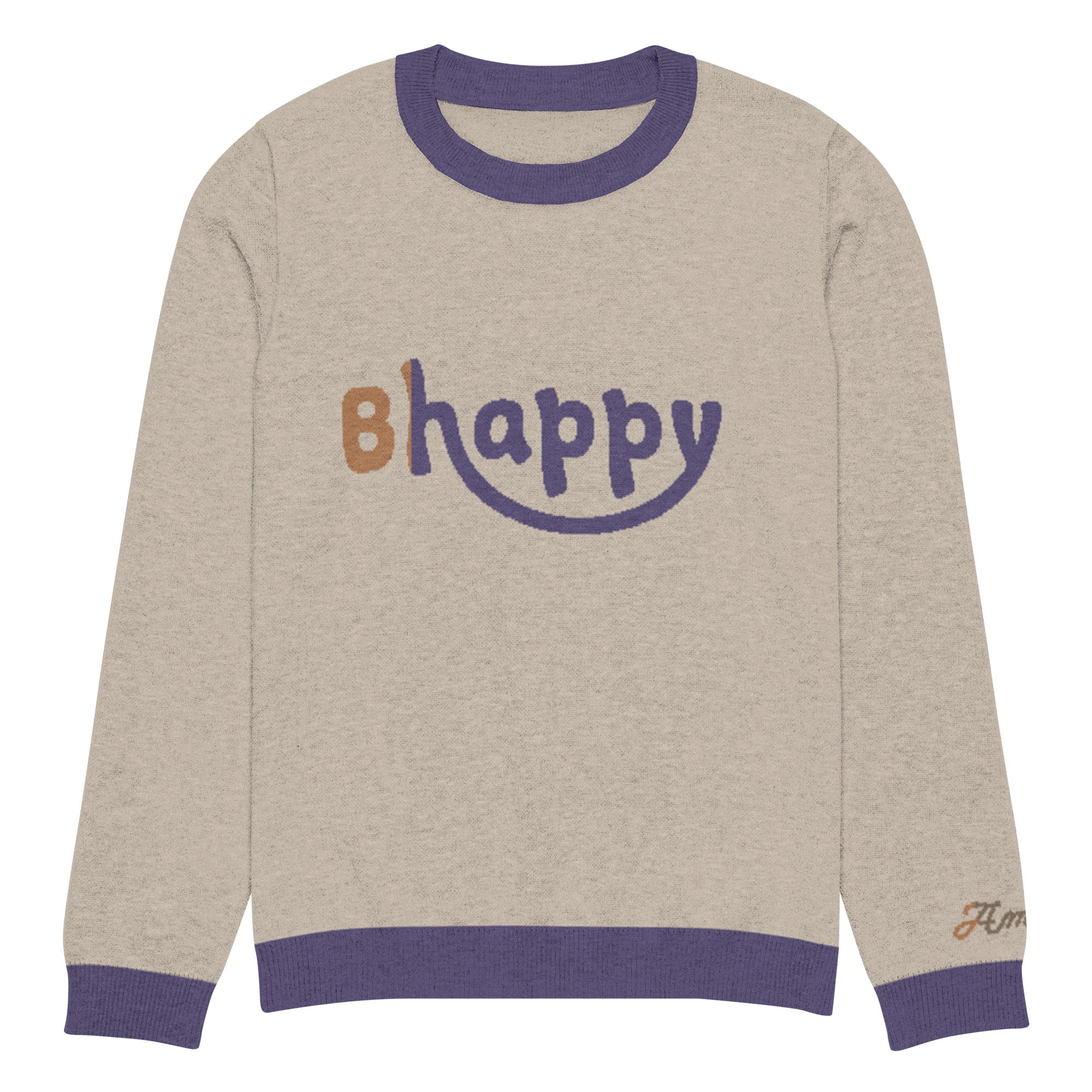 Unisex Knitted Crew Neck Sweater - Bhappy Design by Los Gusanos | Essential Customizable Sweater for Men & Women