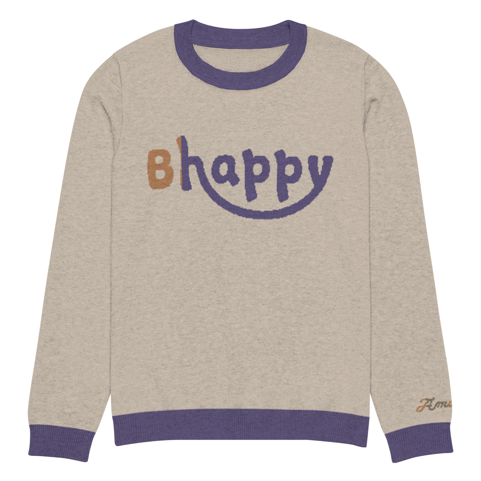 Unisex Knitted Crew Neck Sweater - Bhappy Design by Los Gusanos | Essential Customizable Sweater for Men & Women