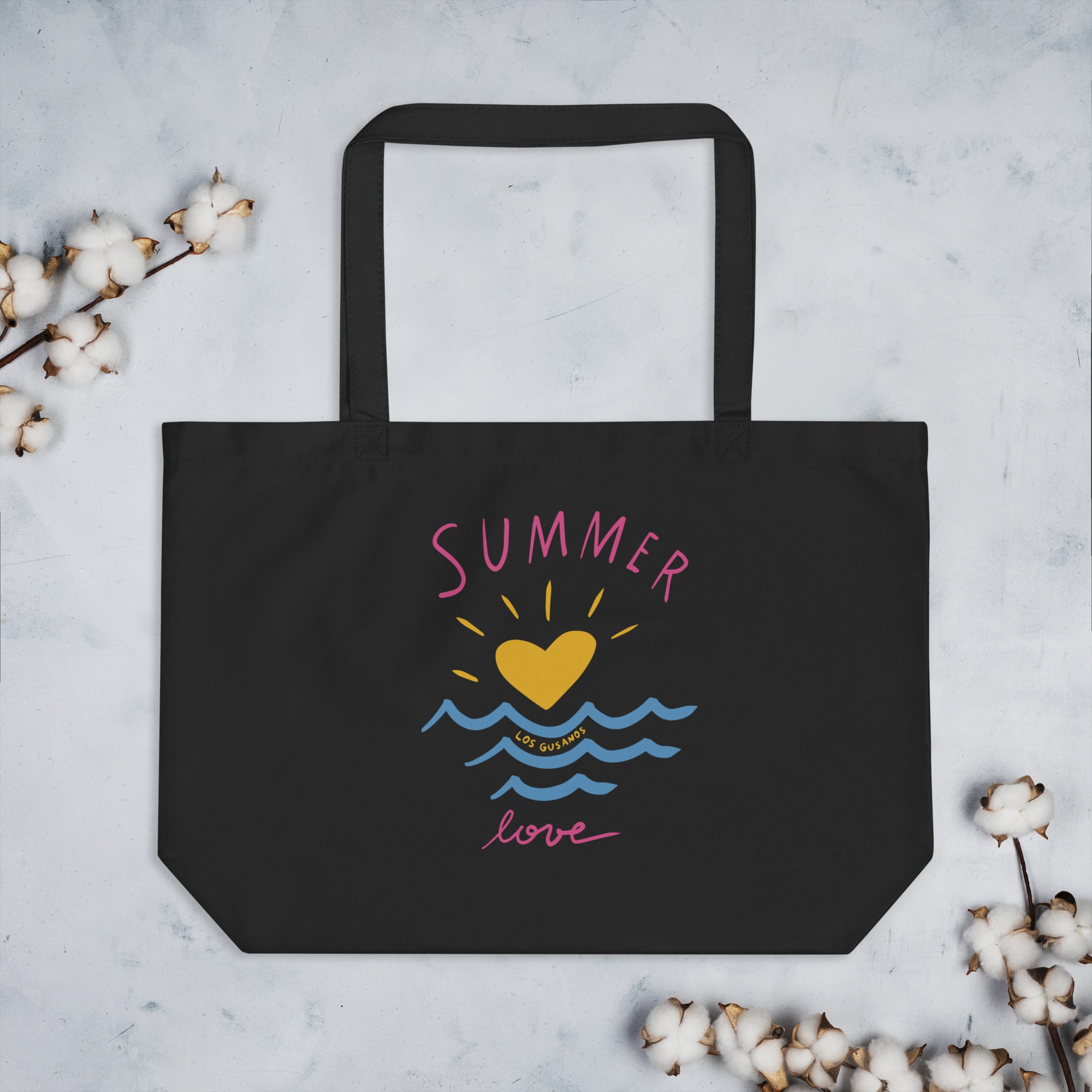 Large organic tote bag Summer Love - LOS GUSANOS