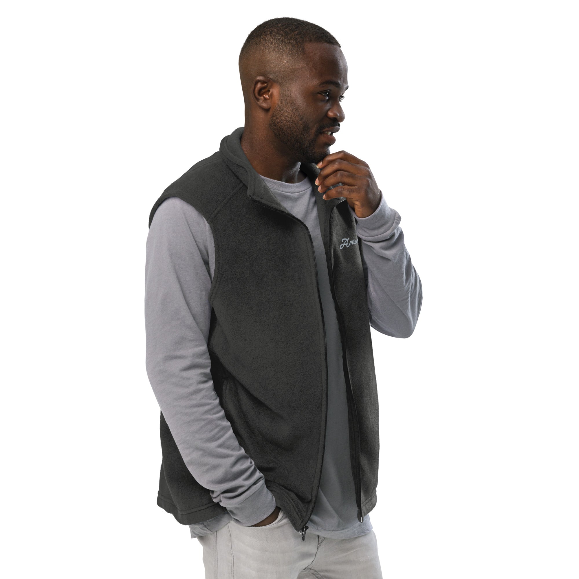 Men’s Columbia Fleece Vest - Amor Fati Embroidered Design by Los Gusanos | Essential Fleece for Comfort and Style