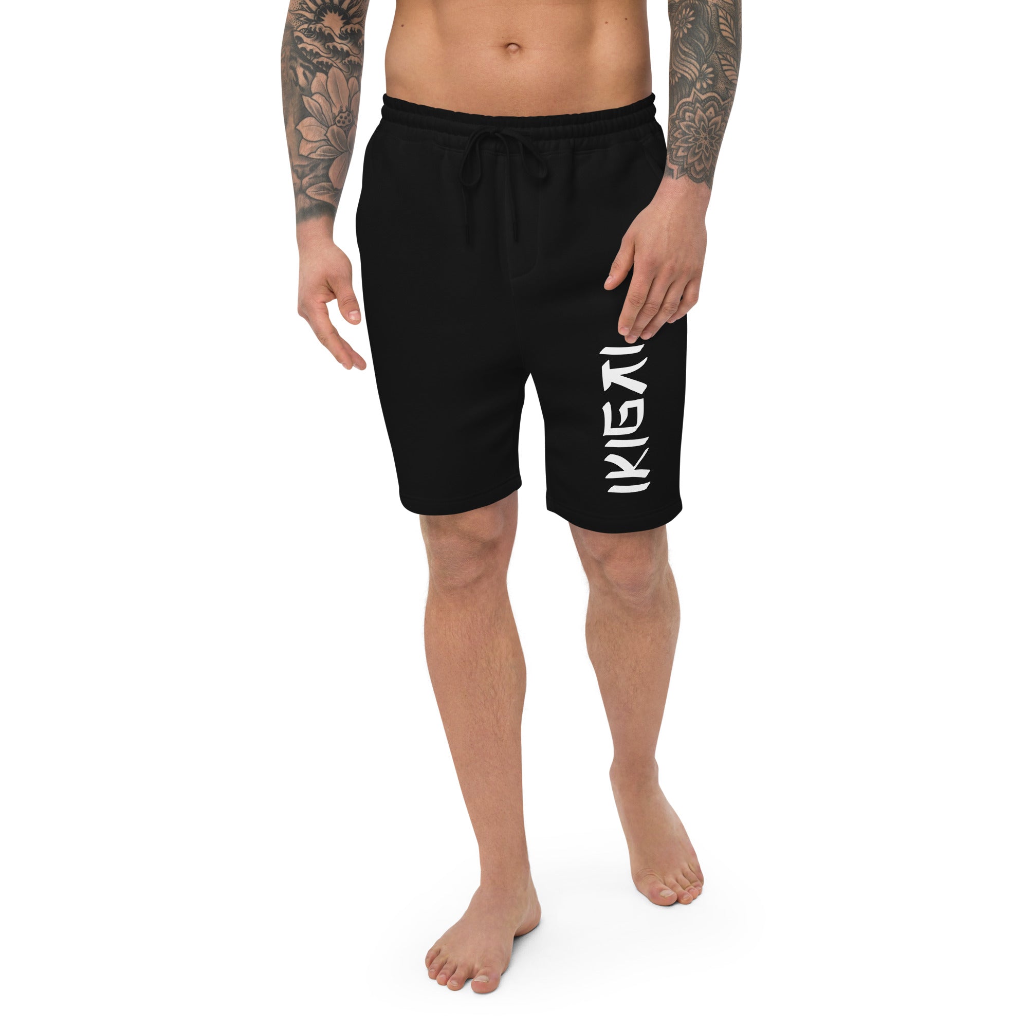 Men's Fleece Shorts - Ikigai Digital Print Design by Los Gusanos | Athletic and Casual Shorts for Men