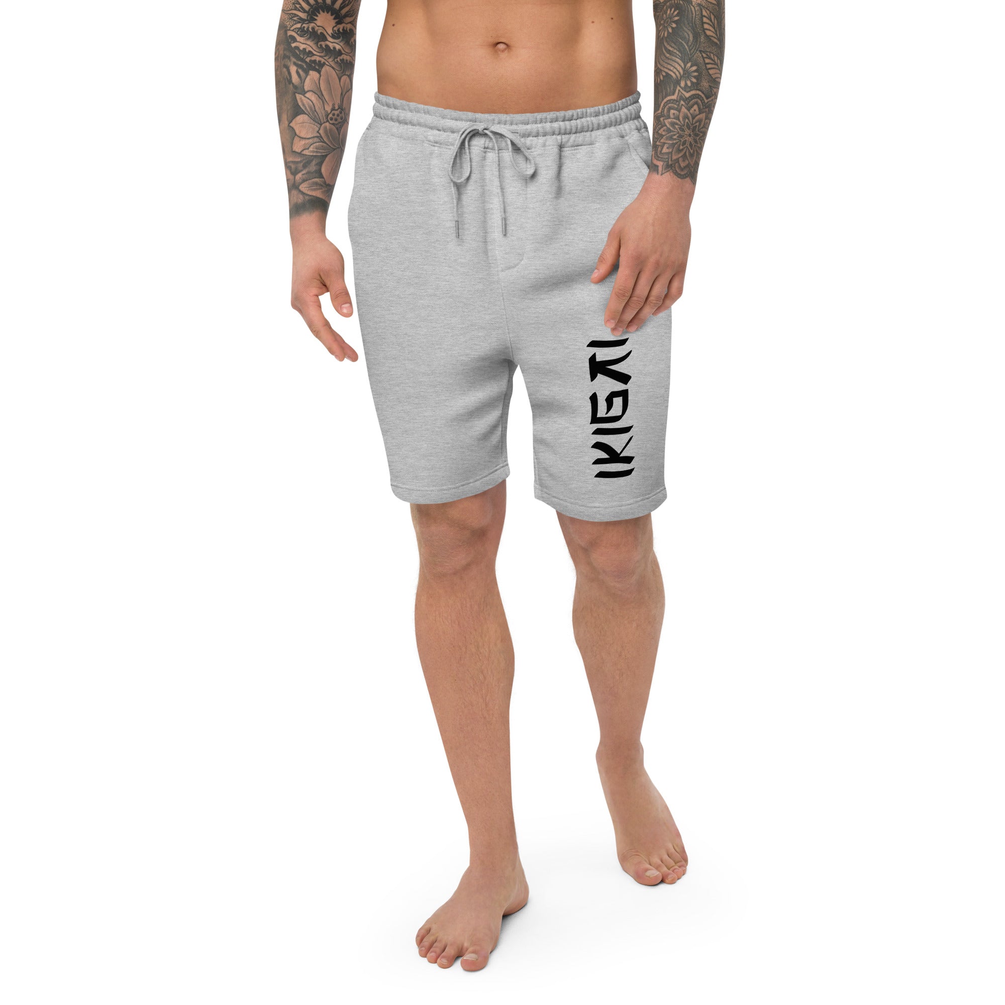 Men's Fleece Shorts - Ikigai Digital Print Design by Los Gusanos | Athletic and Casual Shorts for Men