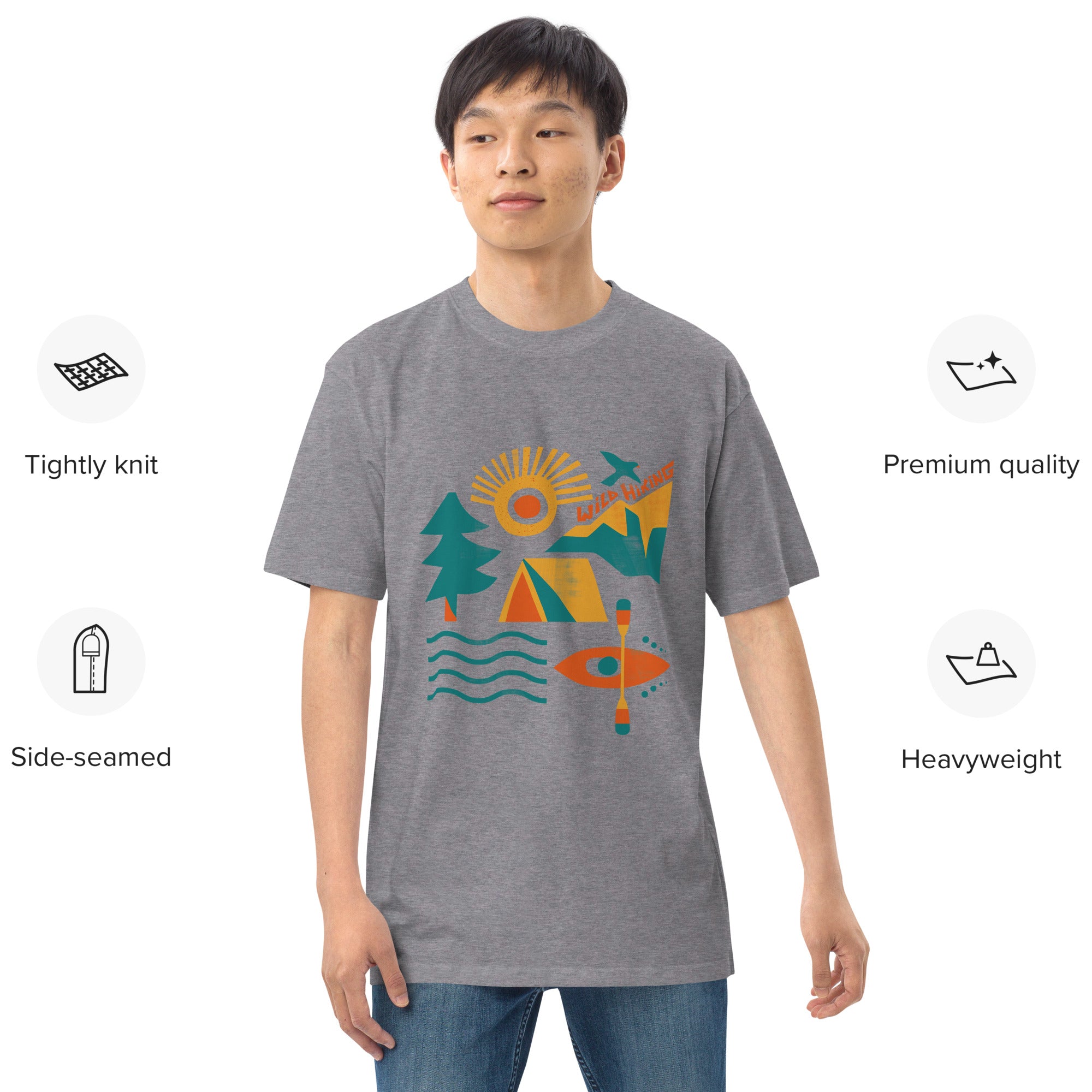 Men’s premium heavyweight tee, Wild Hiking