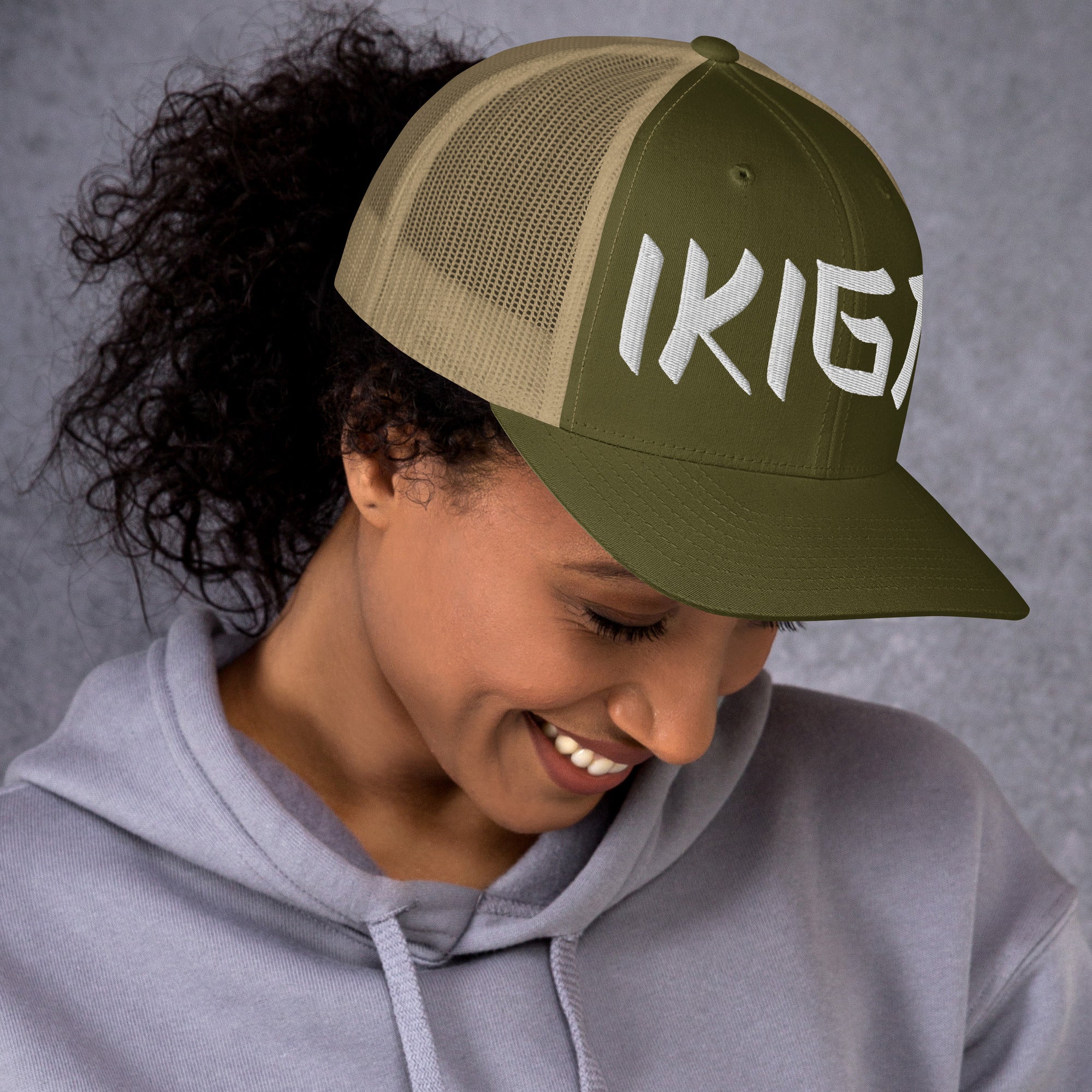 Trucker Cap - Ikigai Embroidered Design by Los Gusanos | Classic Mesh Back Hat for Everyday Style