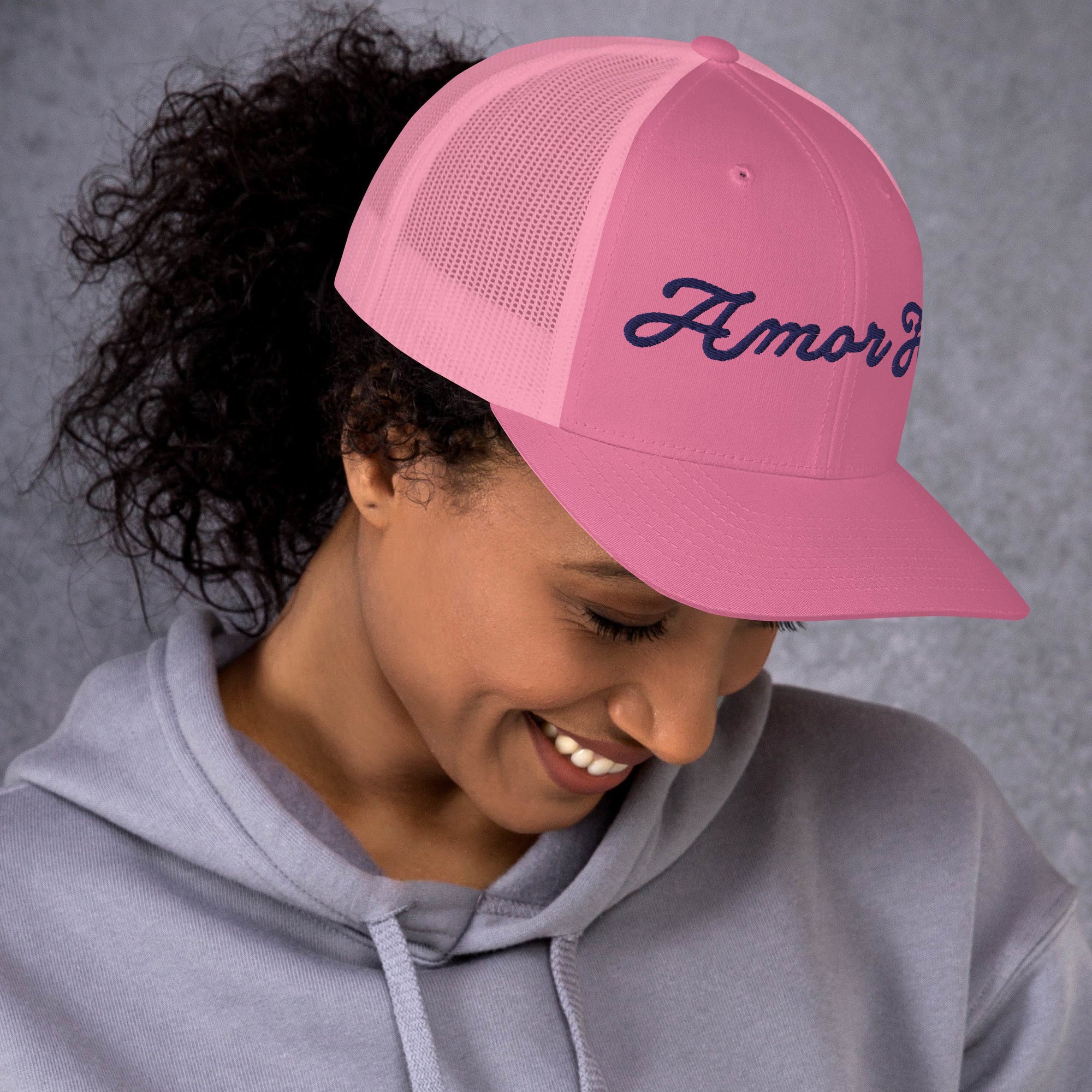 Trucker Cap - Amor Fati Embroidered Design by Los Gusanos | Classic Mesh Back Hat for Everyday Style