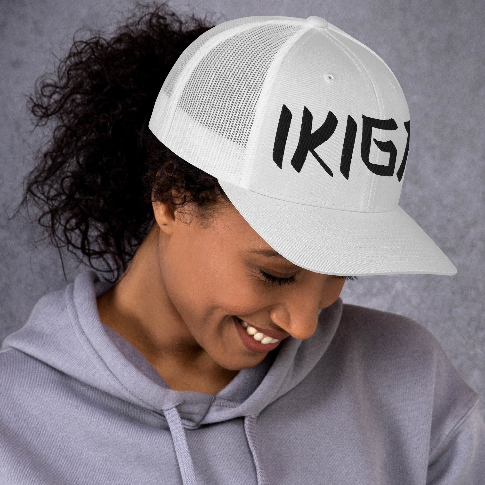 Trucker Cap - Ikigai Embroidered Design by Los Gusanos | Classic Mesh Back Hat for Everyday Style