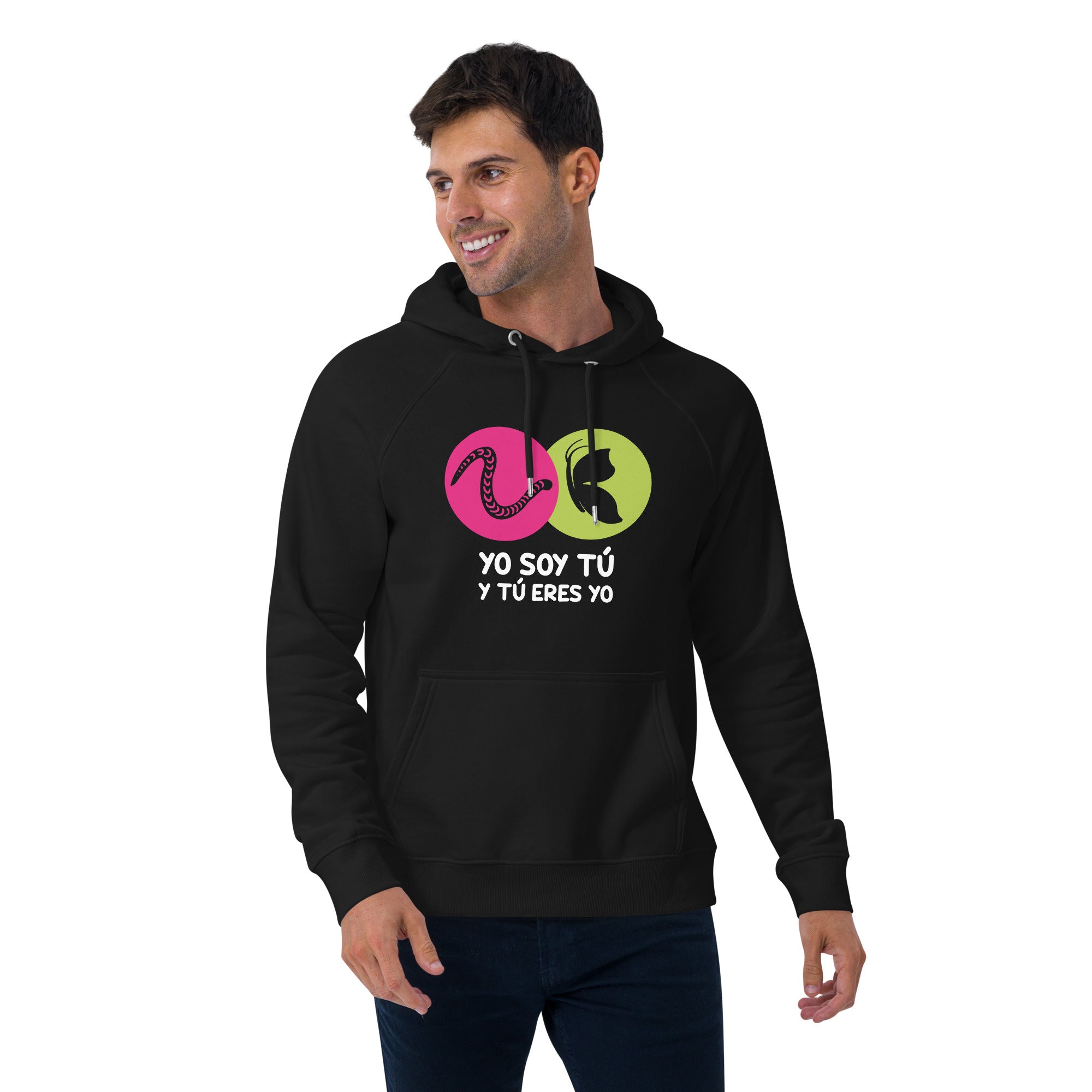 Unisex eco raglan hoodie, Yo Soy Tú y Tú Eres Yo