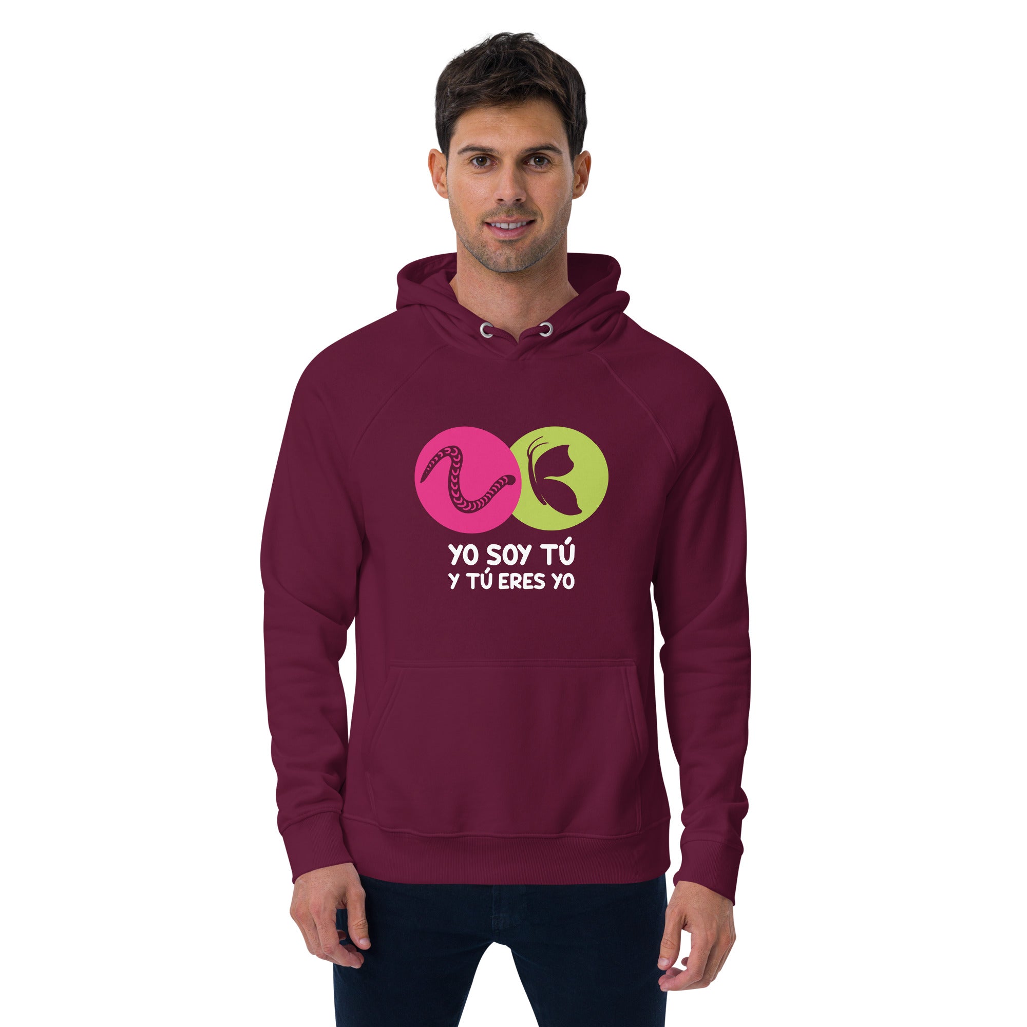 Unisex eco raglan hoodie, Yo Soy Tú y Tú Eres Yo