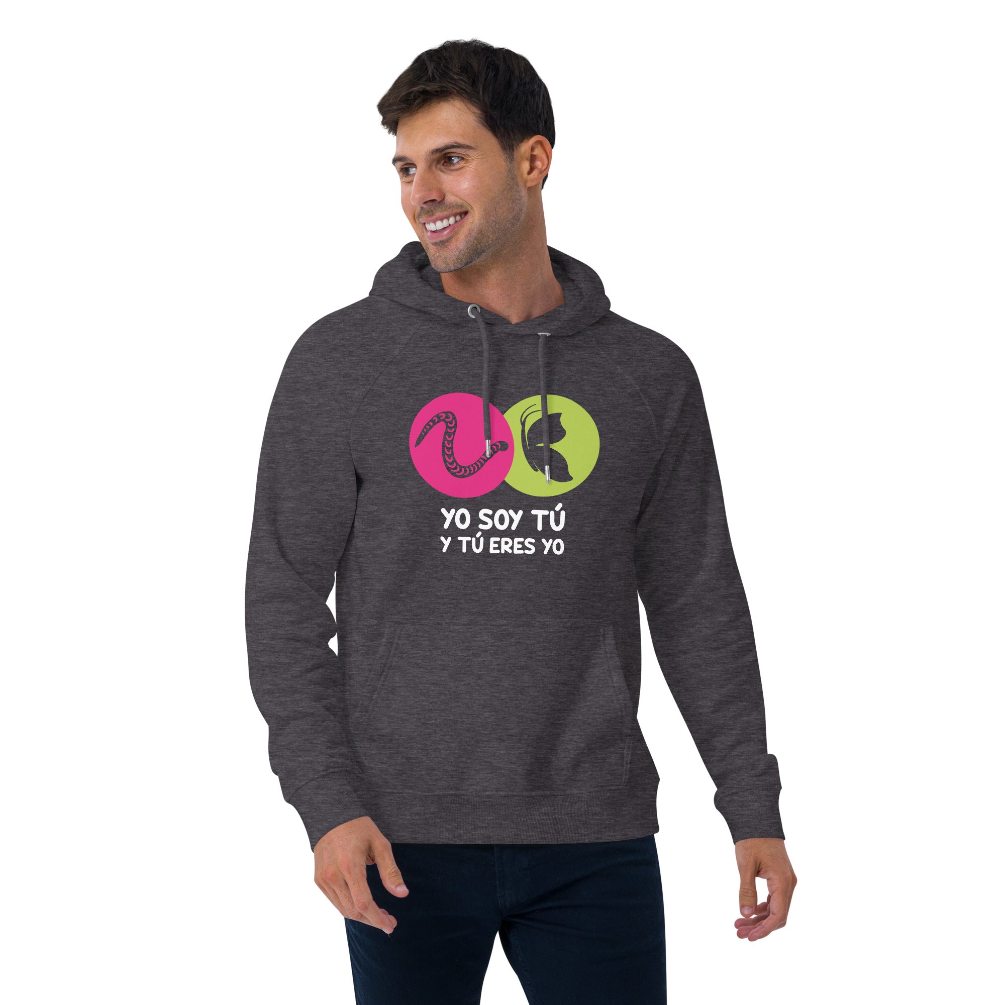 Unisex eco raglan hoodie, Yo Soy Tú y Tú Eres Yo