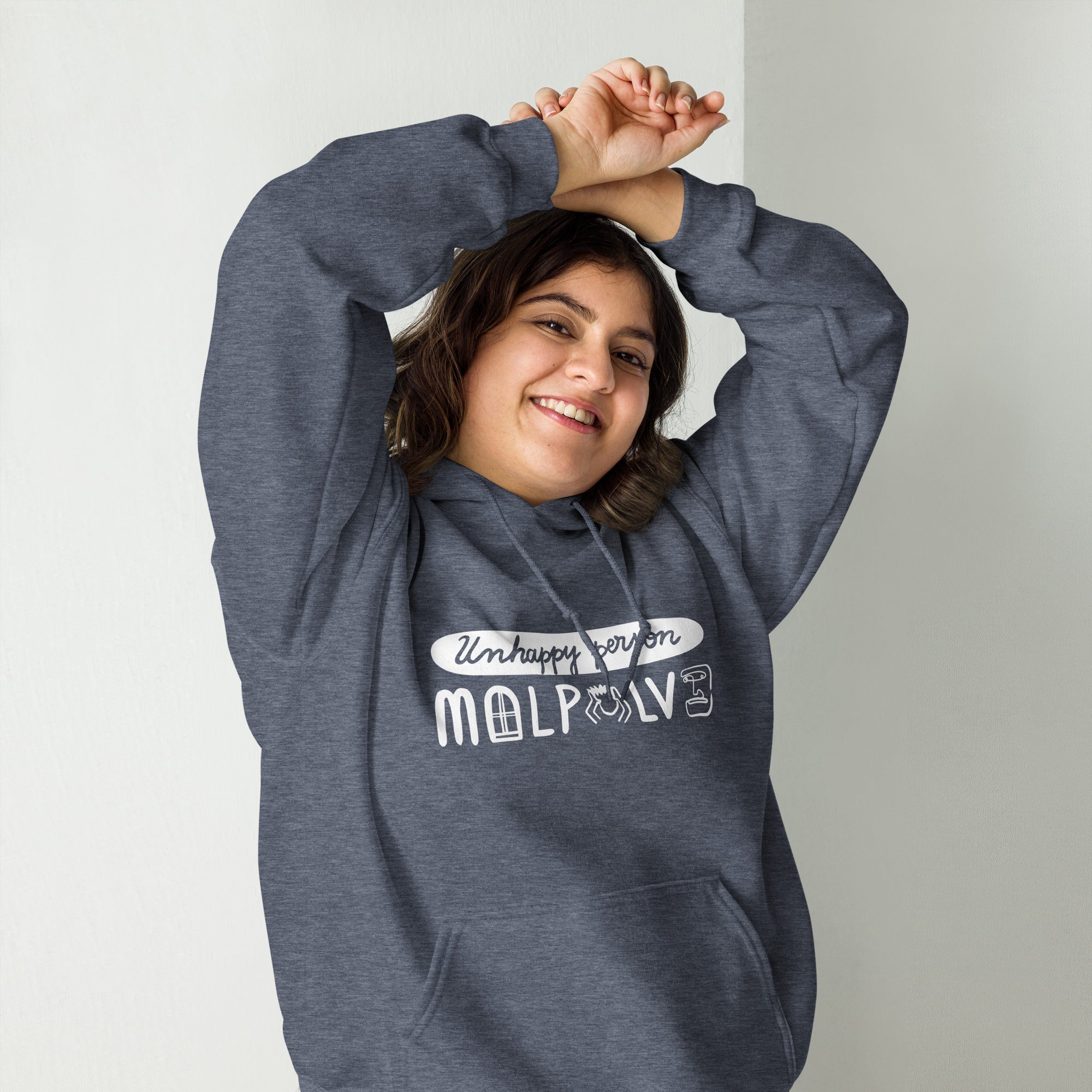 Unisex Hoodie, Unhappy Person Malplovo