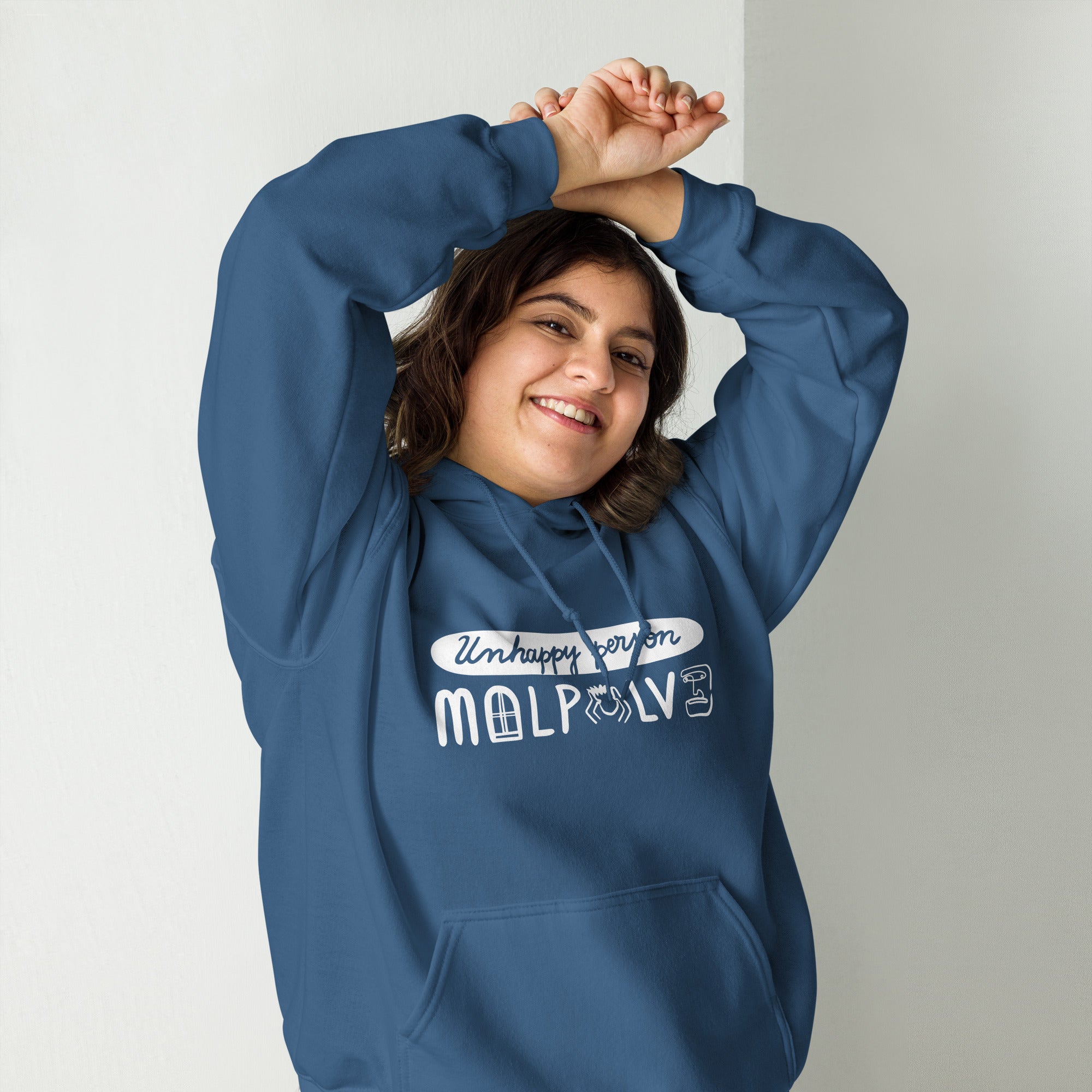 Unisex Hoodie, Unhappy Person Malplovo