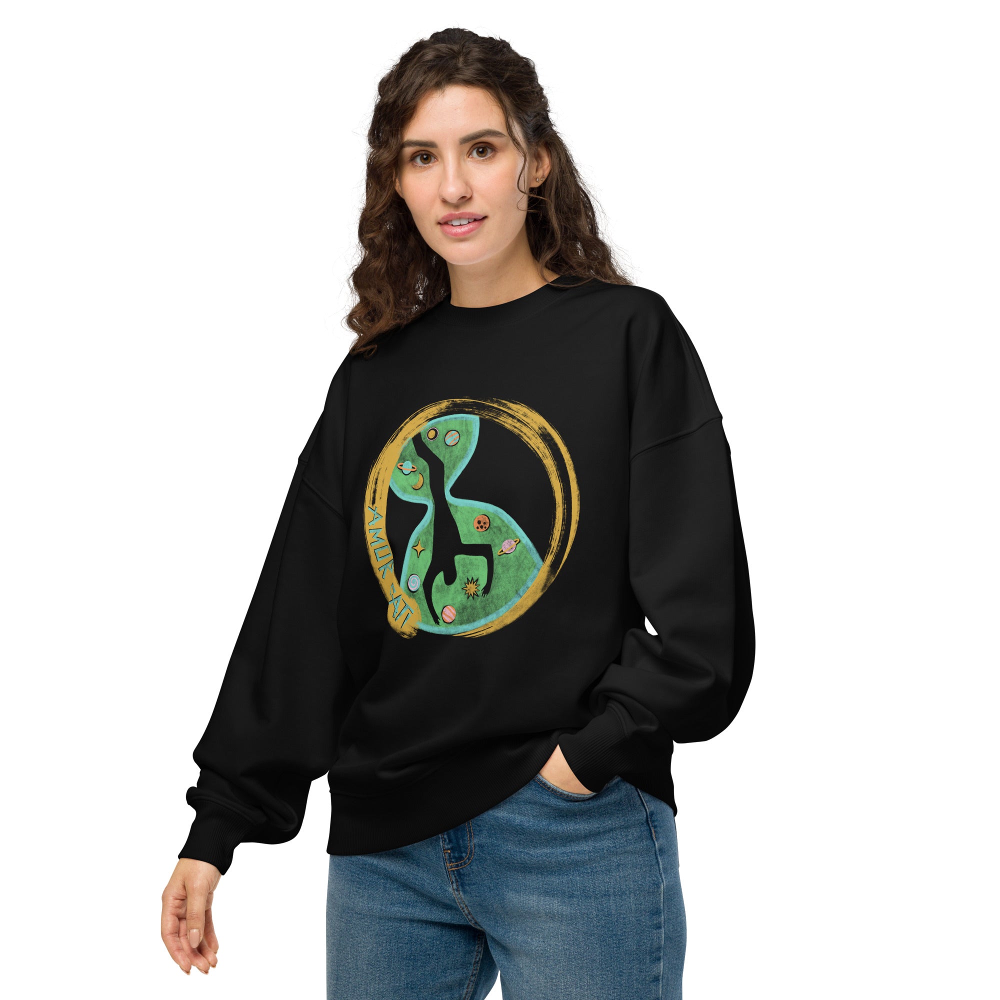 Unisex organic oversized sweatshirt, Amor Fati