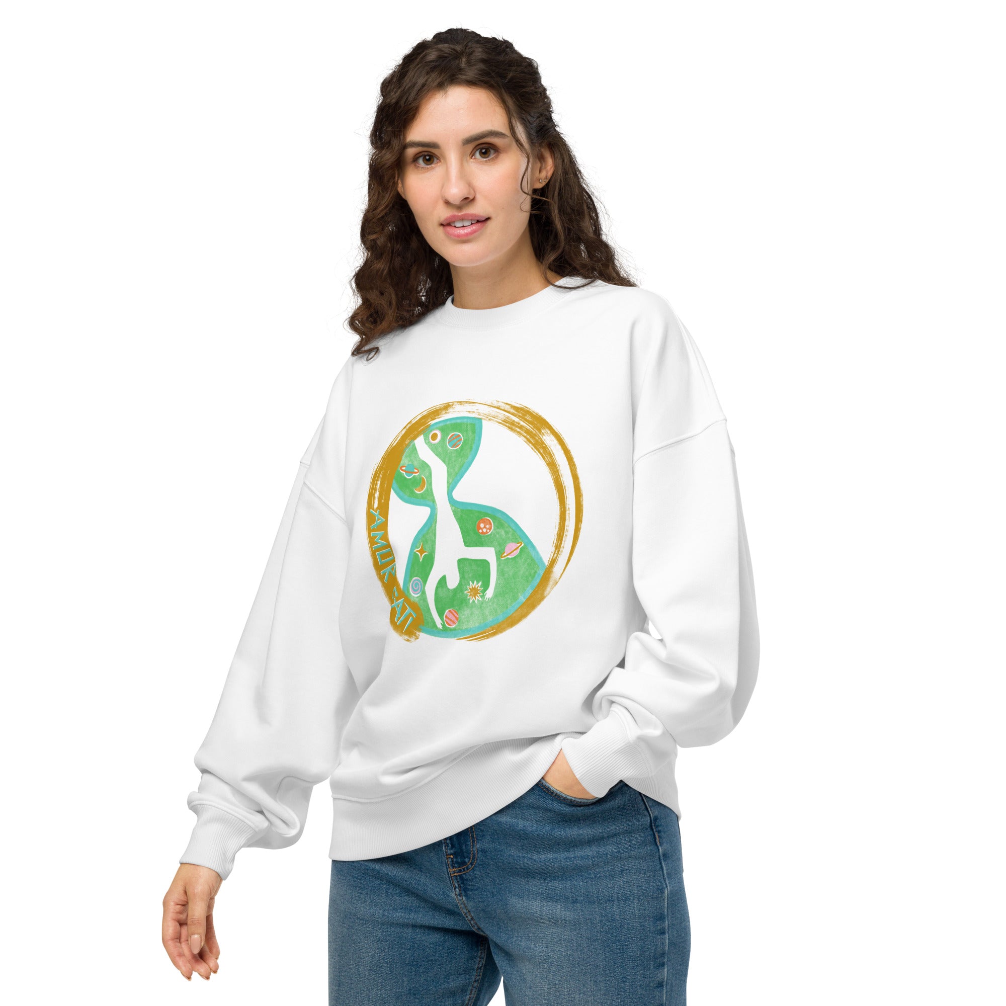 Unisex organic oversized sweatshirt, Amor Fati