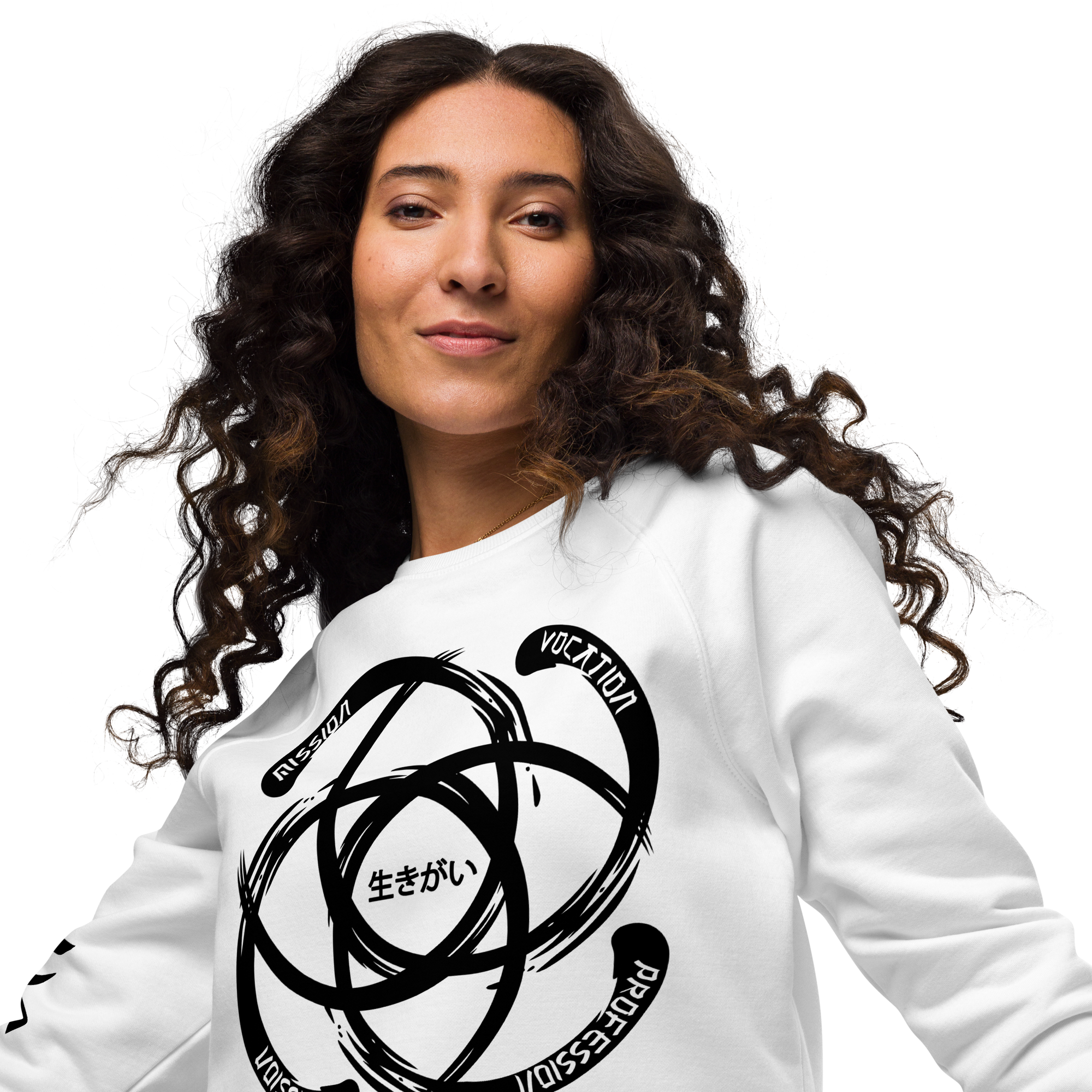 Unisex Organic Raglan Sweatshirt - Ikigai Design by Los Gusanos | Custom Graphic Sweatshirt for Men & Women